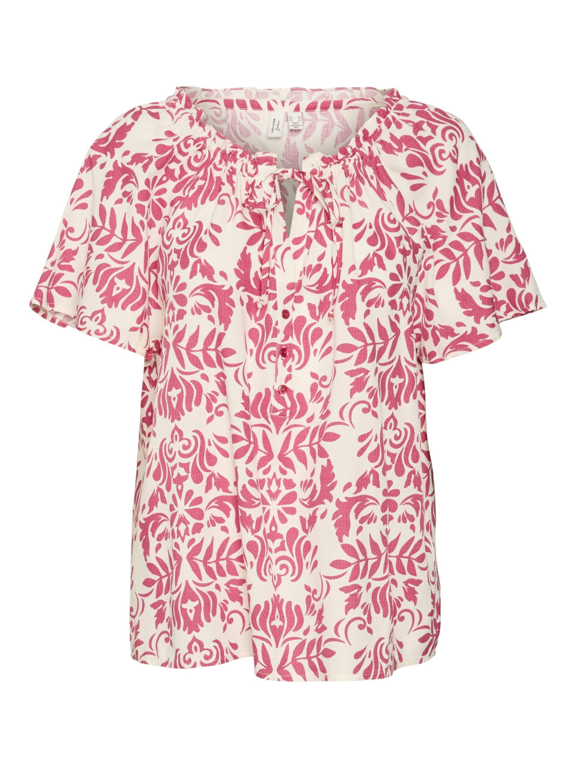 VERO MODA - VMIMMA S/S V-NECK TOP WVN BTQ raspberry sorbet - Gr. - XS von VERO MODA