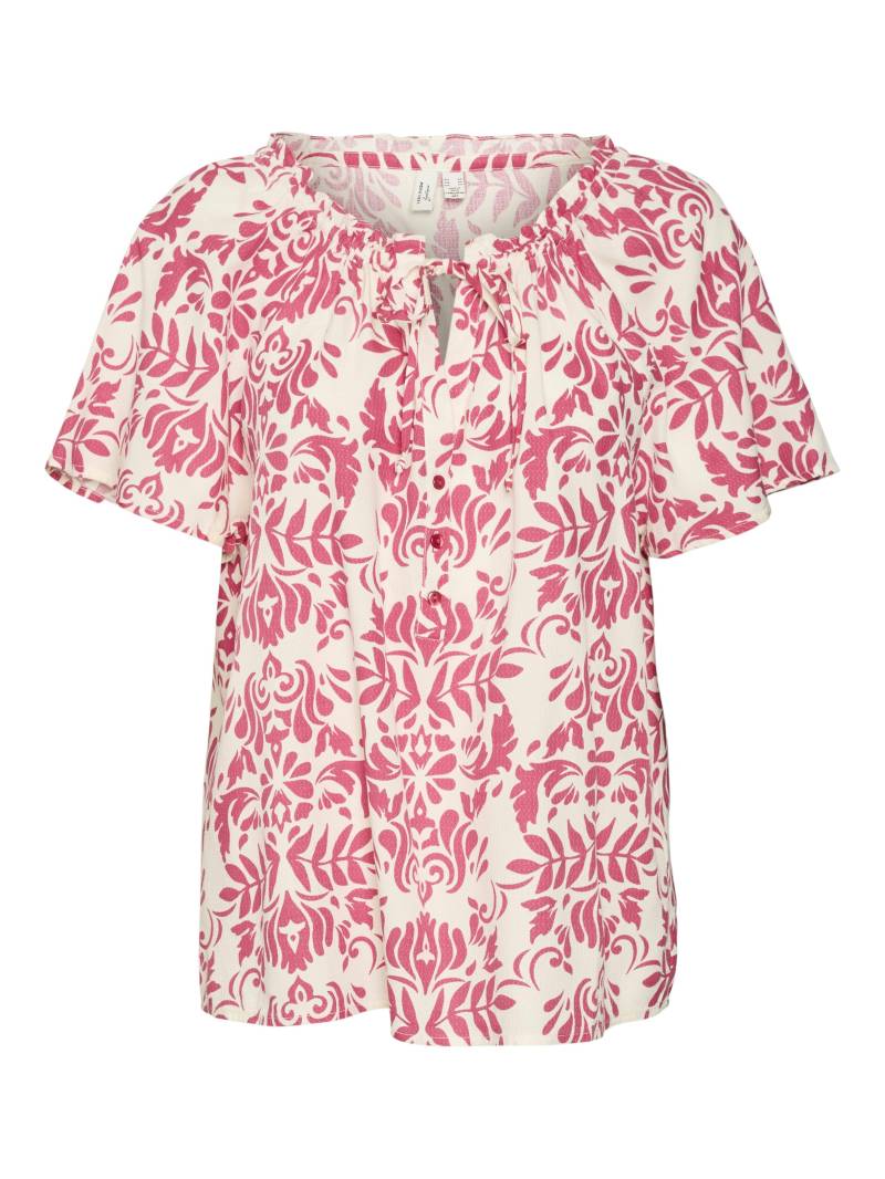 VERO MODA - VMIMMA S/S V-NECK TOP WVN BTQ raspberry sorbet - Gr. - XS von VERO MODA