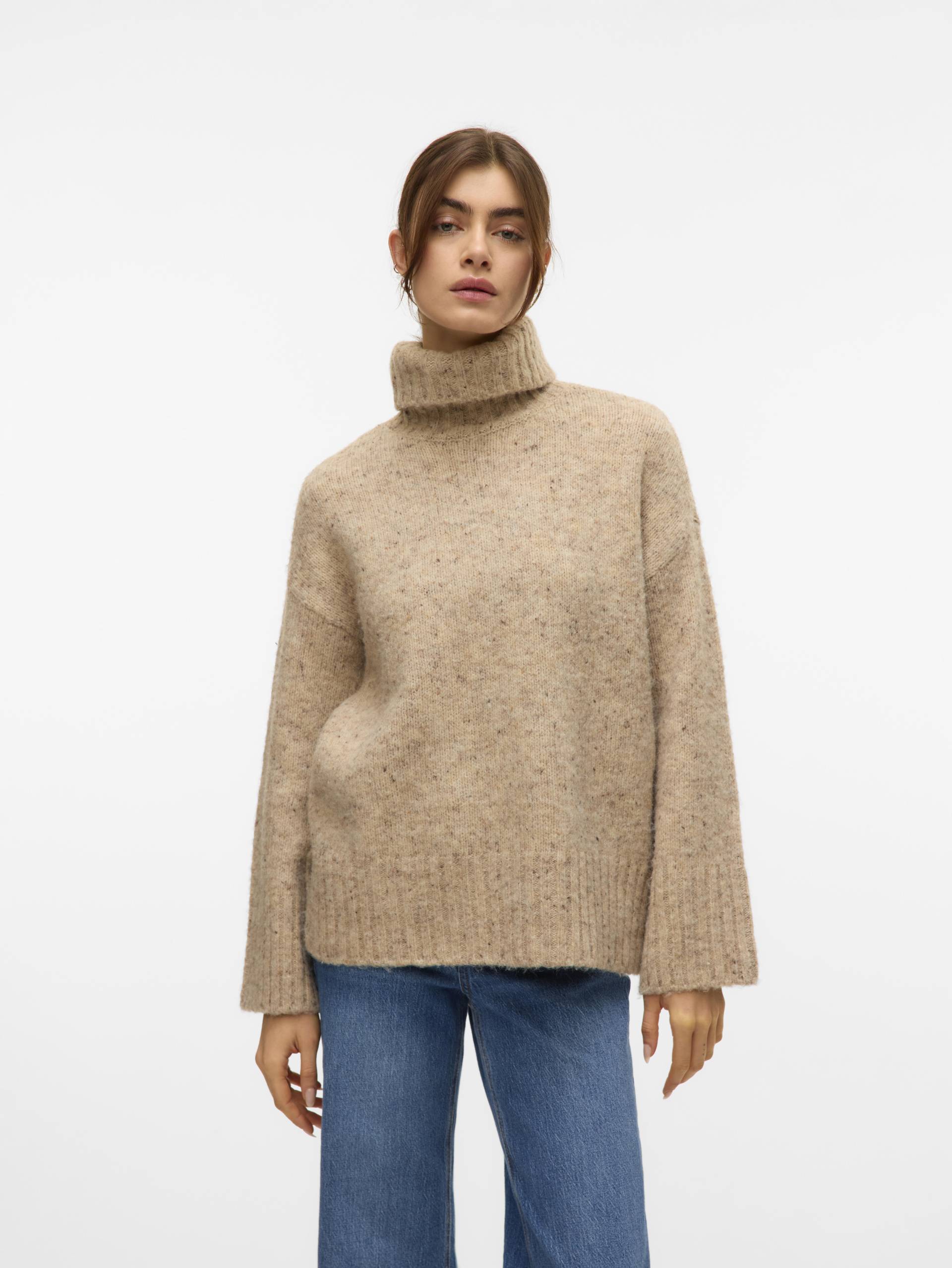 VERO MODA - VMINGRID LS ROLL NECK PULLOVER NOOS silver mink - Gr. - XL von VERO MODA