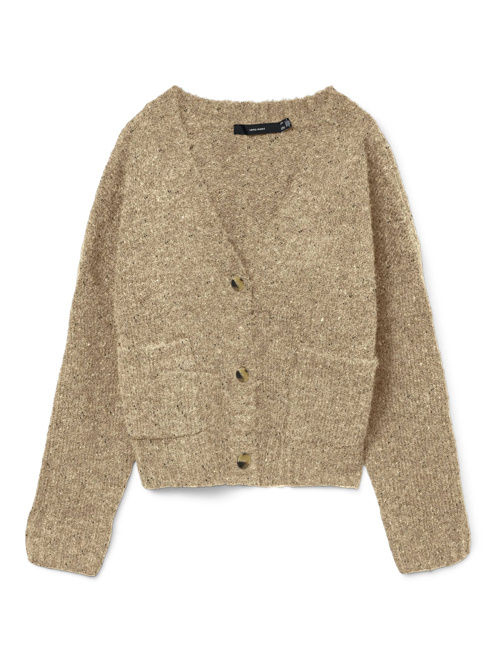 VERO MODA - VMINGRID LS V-NECK CARDIGAN BOO silver mink - Gr. - M von VERO MODA