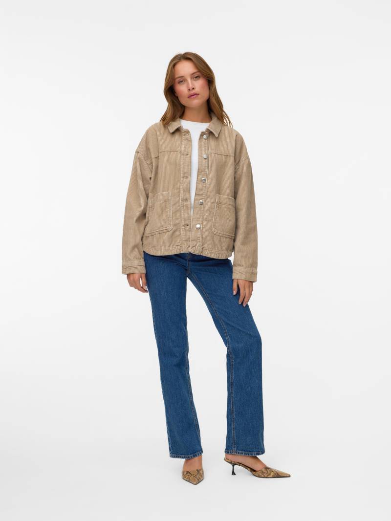 VERO MODA - VMJAMIE LS CORDUROY SHACKET MIX NOOS silver mink - Gr. - S von VERO MODA