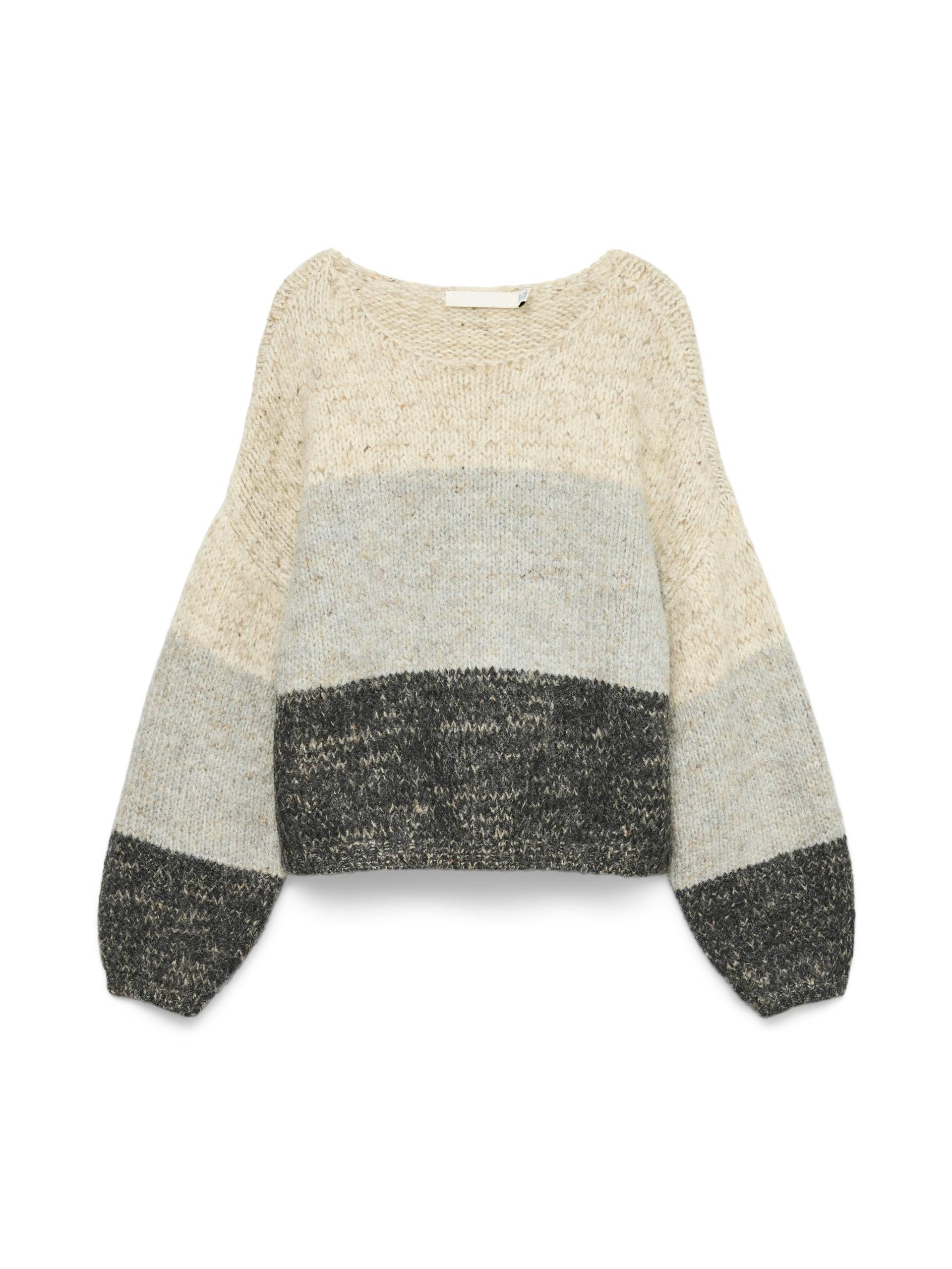 VERO MODA - VMJENNA LS BOATNECK PULLOVER PRM oatmeal - Gr. - L von VERO MODA