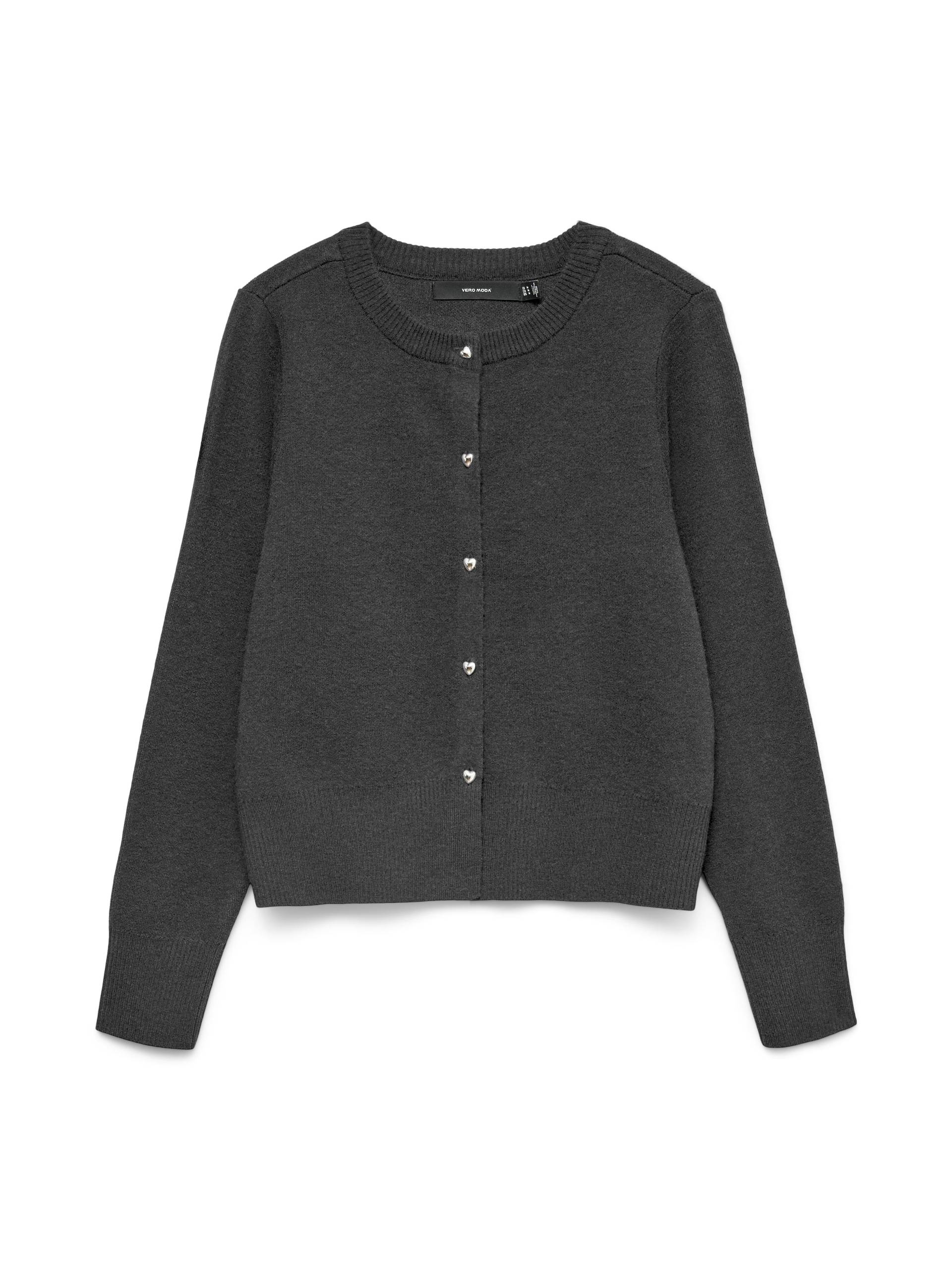 VERO MODA - VMKACY LS O-NECK CARDIGAN medium grey melange - Gr. - L von VERO MODA
