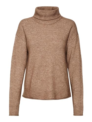 VERO MODA Damen Vmkaden Ls Rollneck Pullover Ga Bf, Brown Lentil/Detail:Melange,XS von VERO MODA