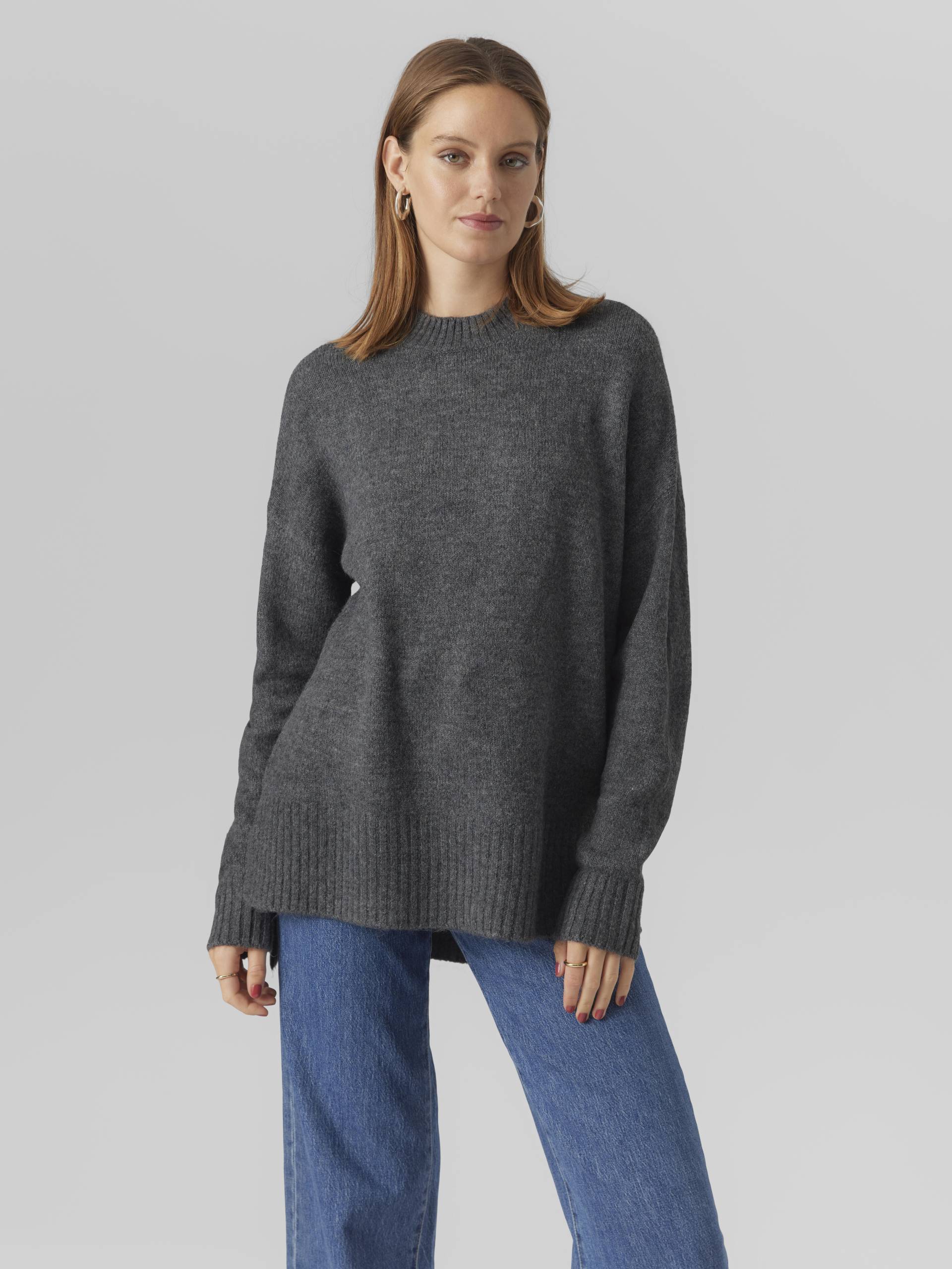 VERO MODA - VMLEFILE OVERSIZE BOXY BLOUSE NOOS medium grey melange - Gr. - XS von VERO MODA