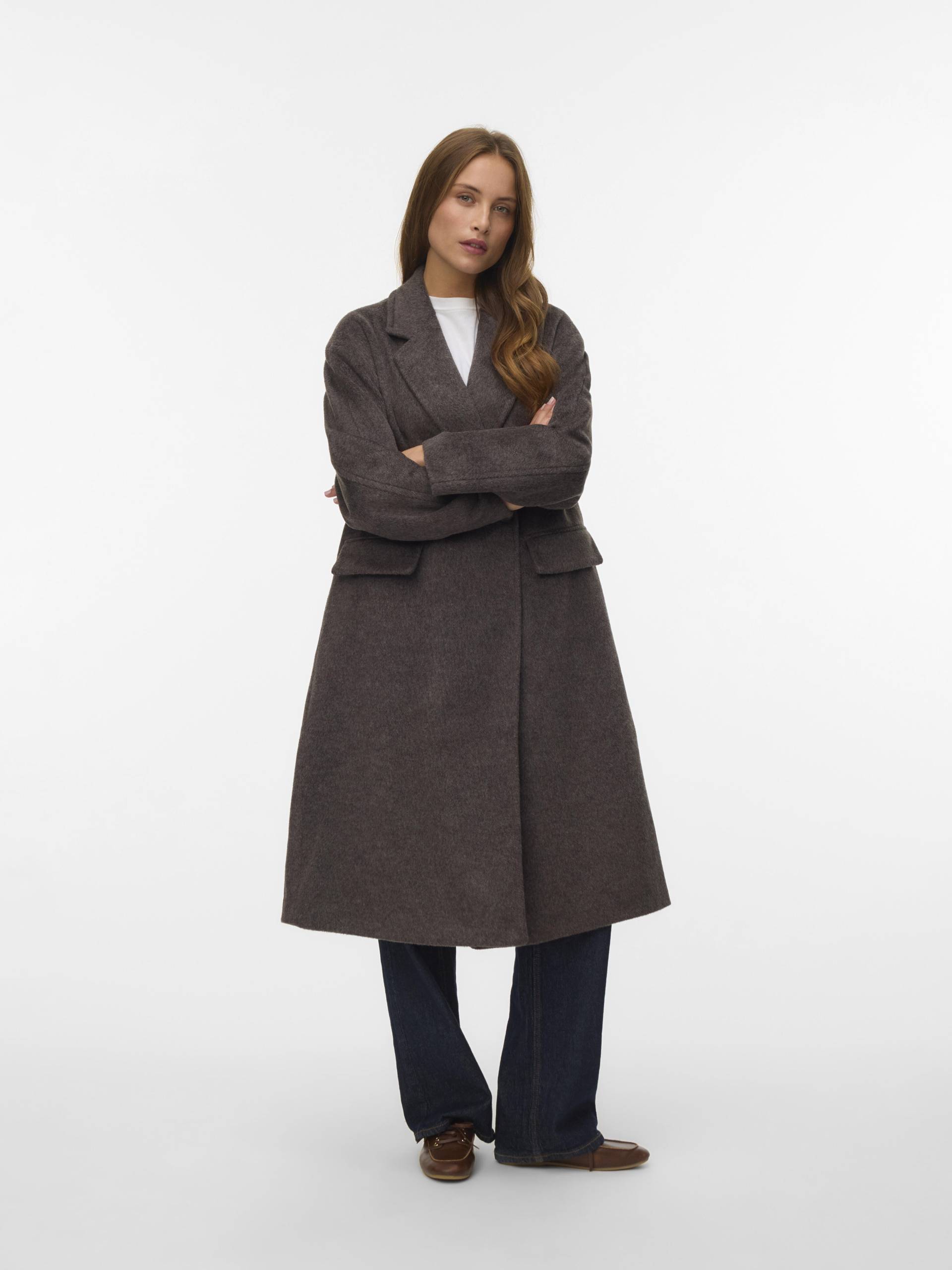 VERO MODA - VMLELEA LONG COAT chocolate torte - Gr. - L von VERO MODA