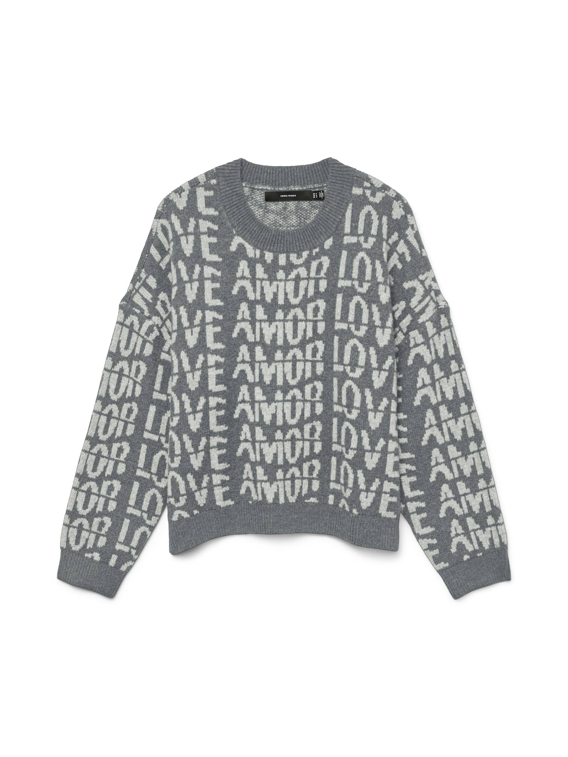 VERO MODA - VMLOVE LS O-NECK PULLOVER BOO medium grey melange - Gr. - L von VERO MODA