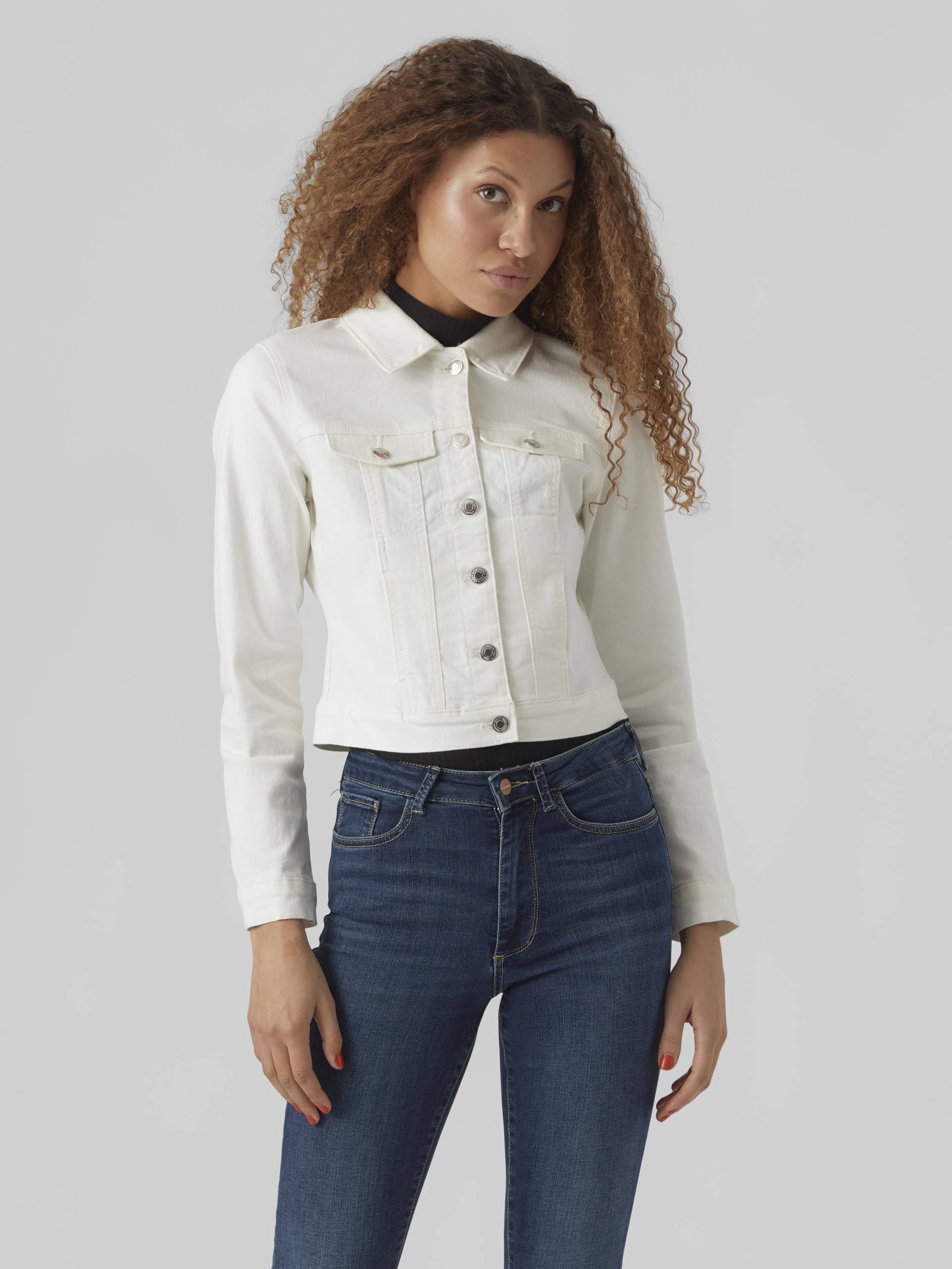 VERO MODA - VMLUNA LS SLIM DNM JACKET MIX GA NOOS cloud dancer - Gr. - S von VERO MODA