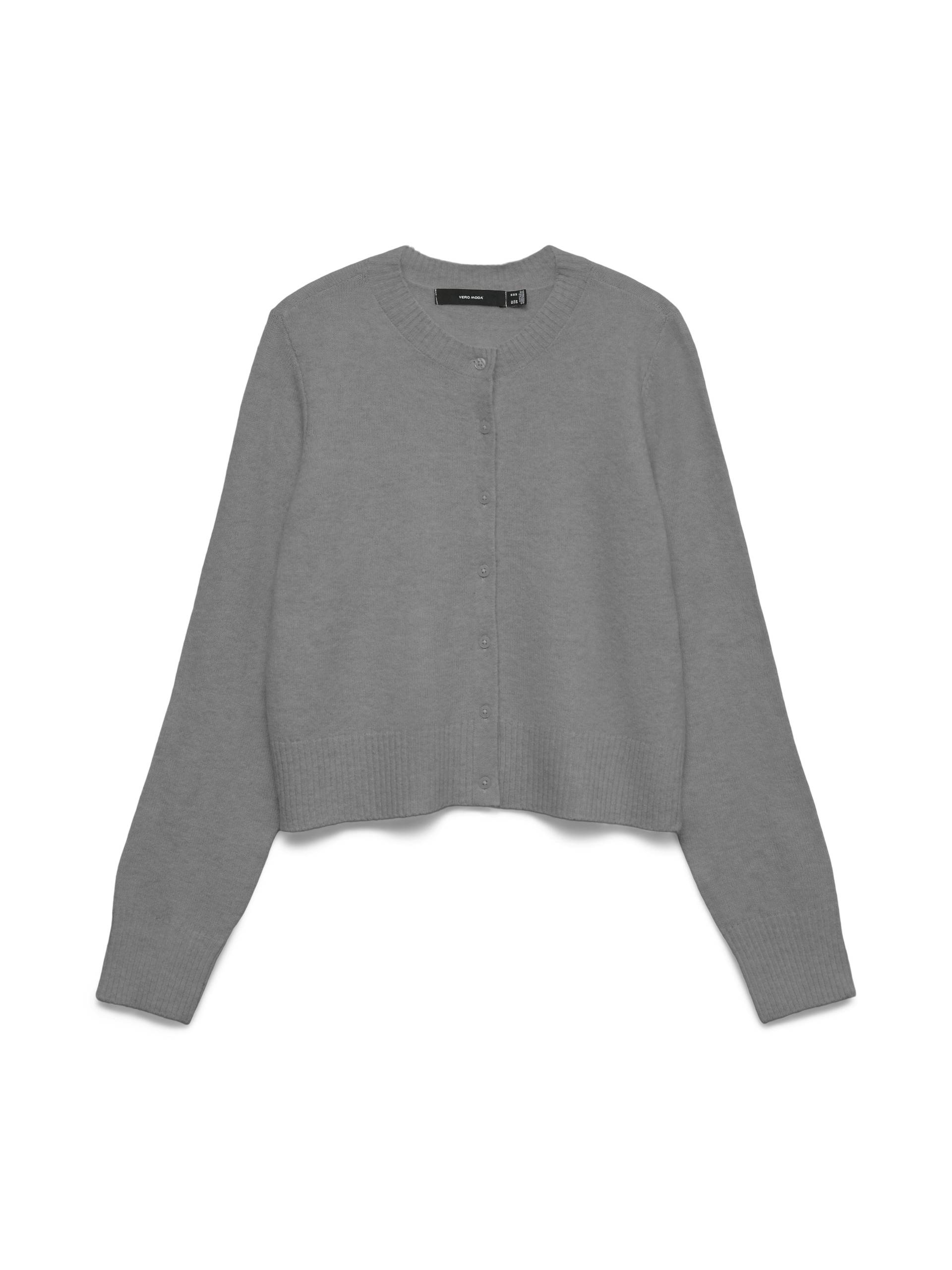 VERO MODA - VMMACY LS O-NECK CARDIGAN medium grey melange - Gr. - M von VERO MODA