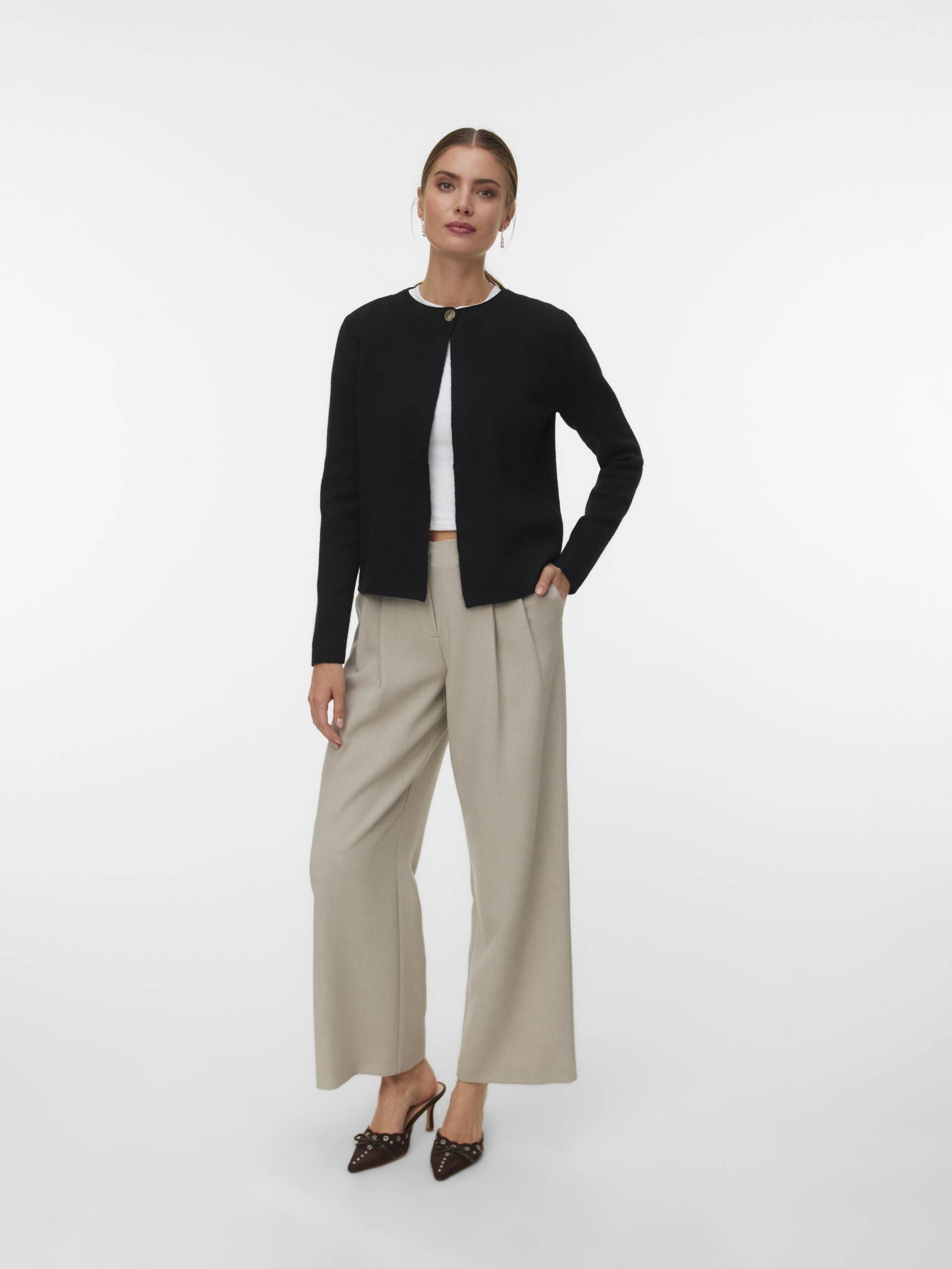 VERO MODA - VMMARINA LS O-NECK CARDIGAN BOO black - Gr. - L von VERO MODA