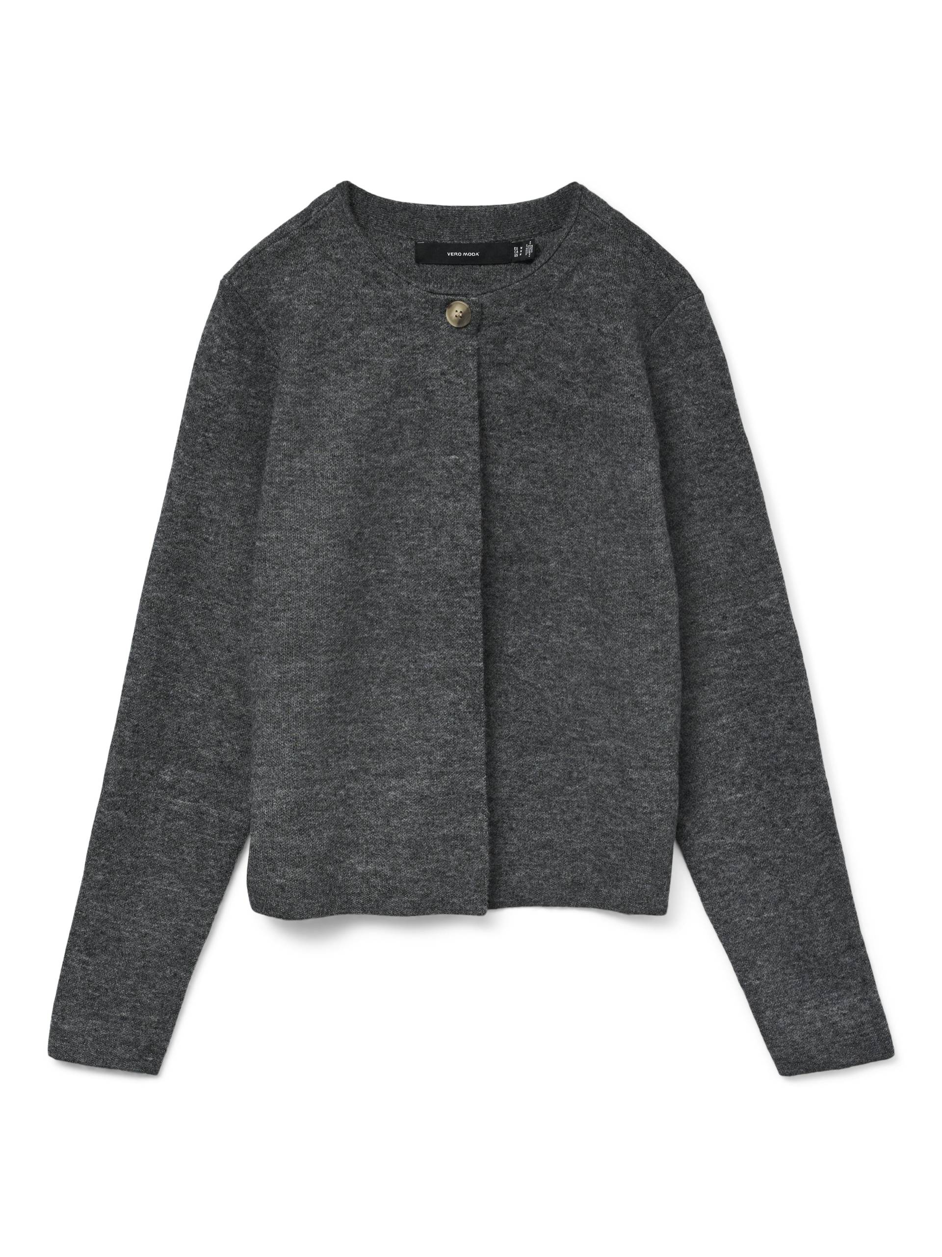 VERO MODA - VMMARINA LS O-NECK CARDIGAN BOO dark grey melange - Gr. - M von VERO MODA