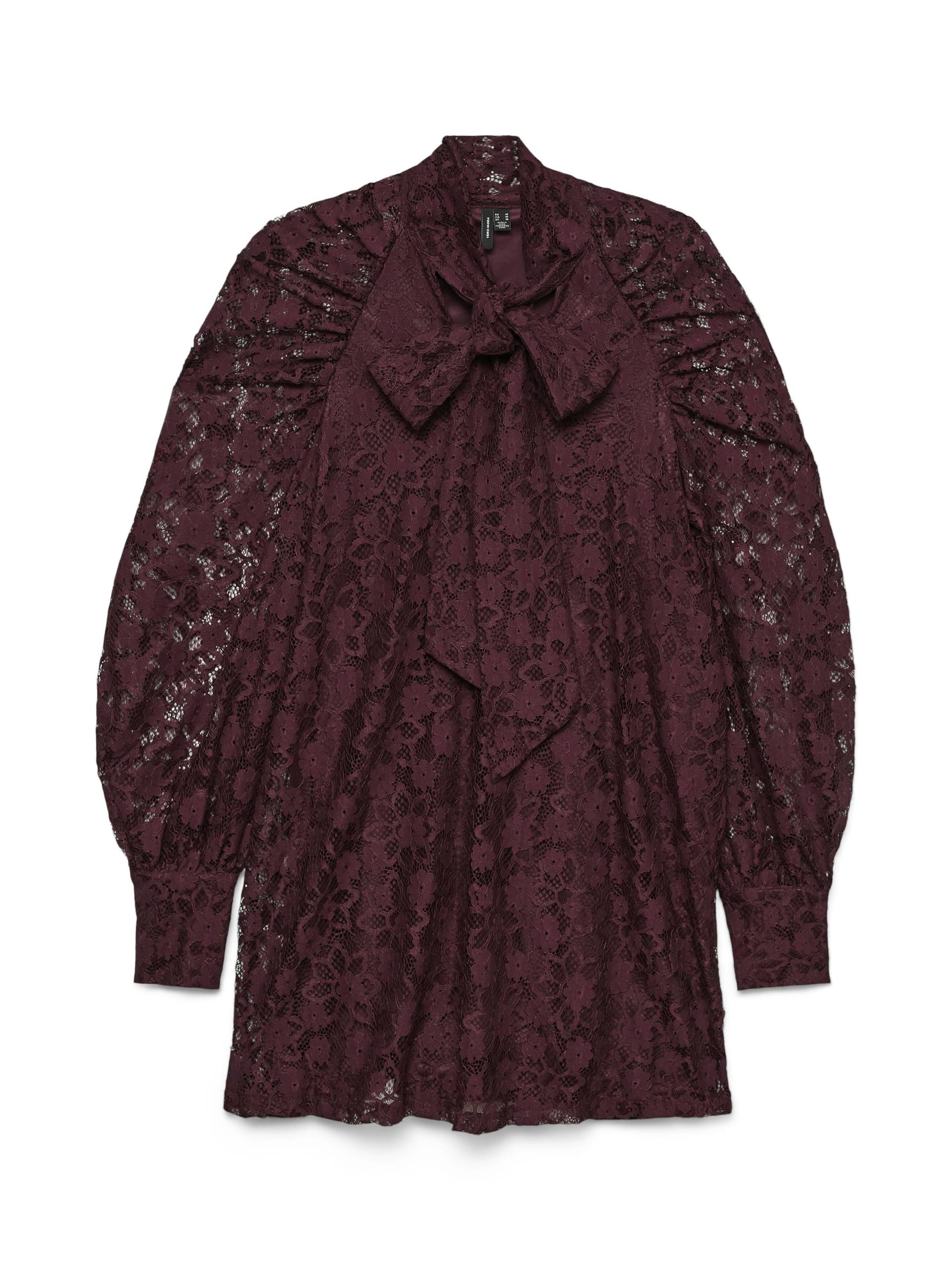 VERO MODA - VMMETA LACE LS SHORT DRESS WVN GA winetasting - Gr. - L von VERO MODA