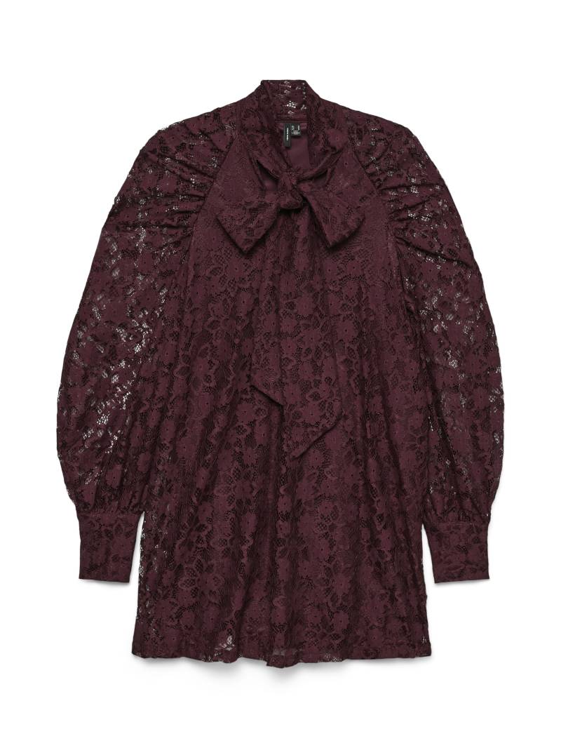 VERO MODA - VMMETA LACE LS SHORT DRESS WVN GA winetasting - Gr. - L von VERO MODA