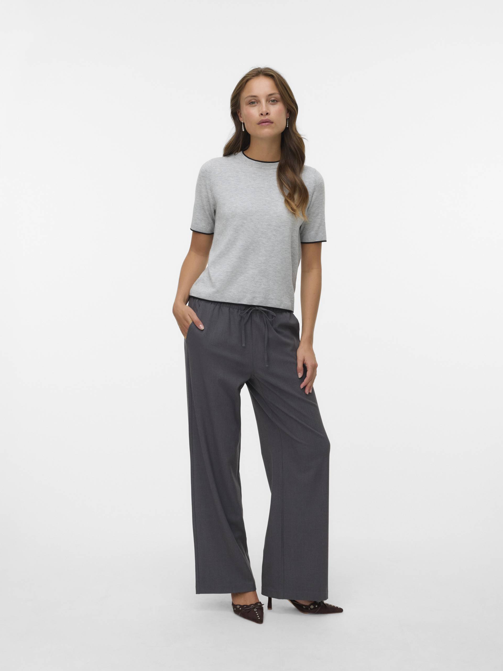VERO MODA - VMMILLY LW WIDE STRING PANT NOOS dark grey melange von VERO MODA