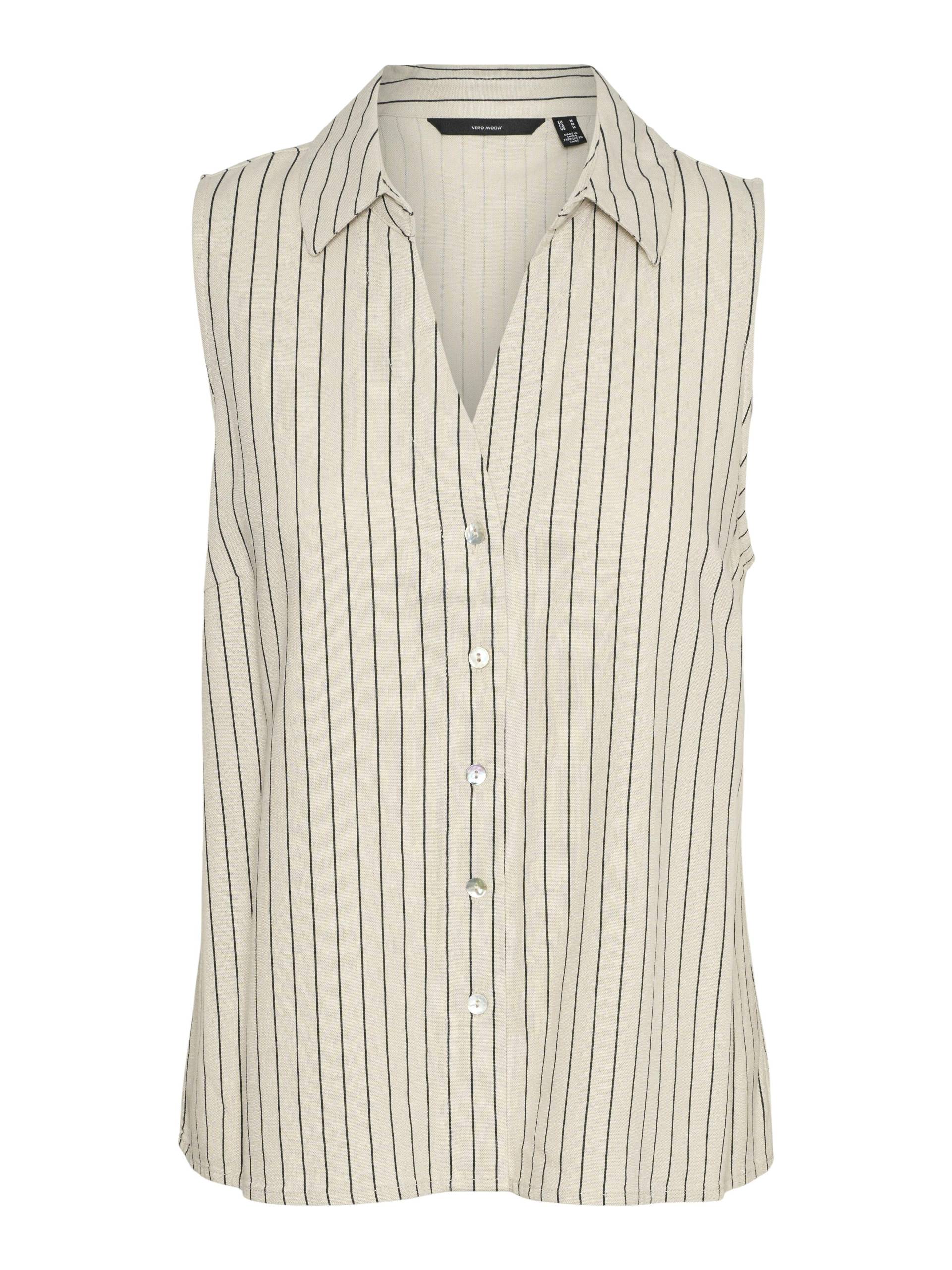 VERO MODA - VMMYMILO SL V-NECK SHIRT WVN GA silver lining - Gr. - M von VERO MODA