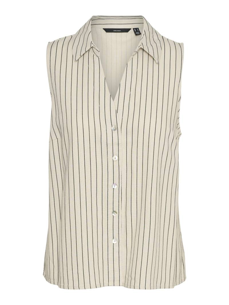 VERO MODA - VMMYMILO SL V-NECK SHIRT WVN GA silver lining - Gr. - M von VERO MODA