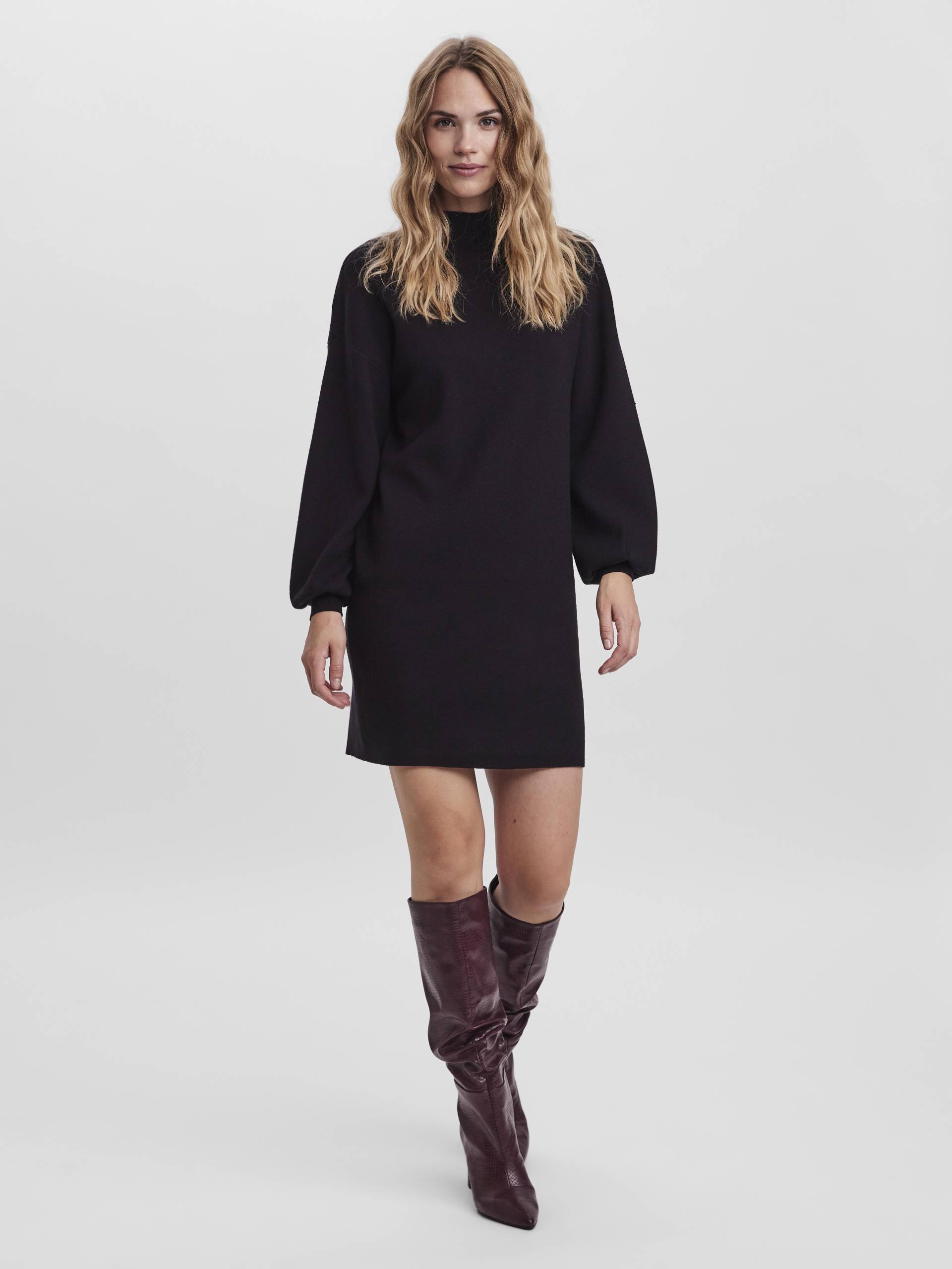 VERO MODA - VMNANCY LS FUNNELNECK DRESS NOOS black - Gr. - S von VERO MODA