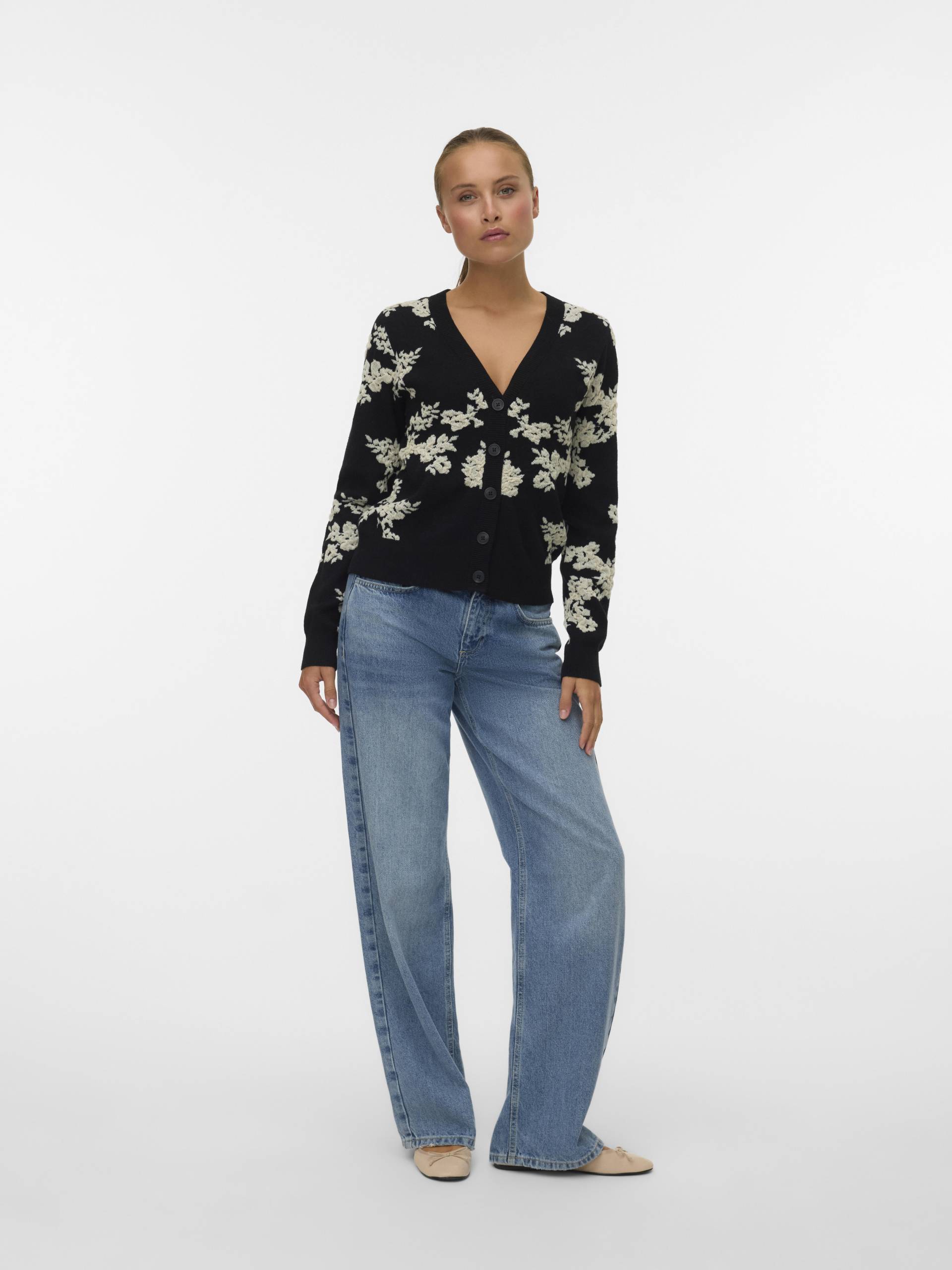 VERO MODA - VMNANCY LS V-NECK CARDIGAN BOO black - Gr. - S von VERO MODA