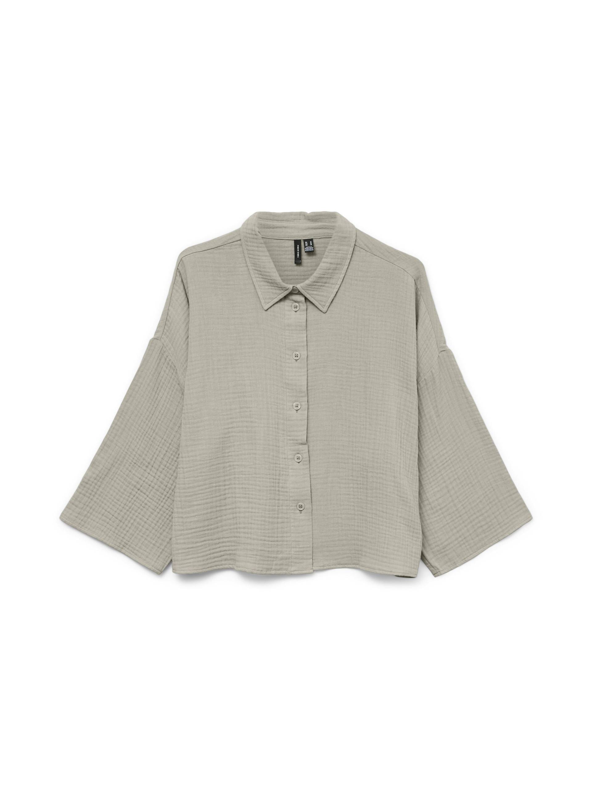 VERO MODA - VMNATALI CROP SHIRT WVN NOOS silver lining - Gr. - L von VERO MODA