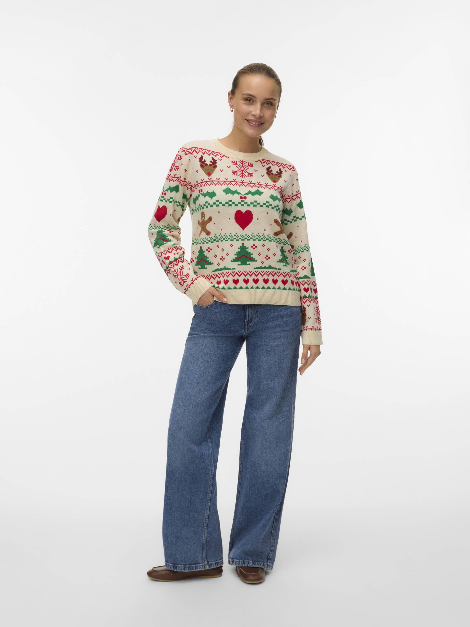 VERO MODA - VMNEWCHRISTMASSTUFF LS O-N PULL.BOX XMAS birch - Gr. - M von VERO MODA