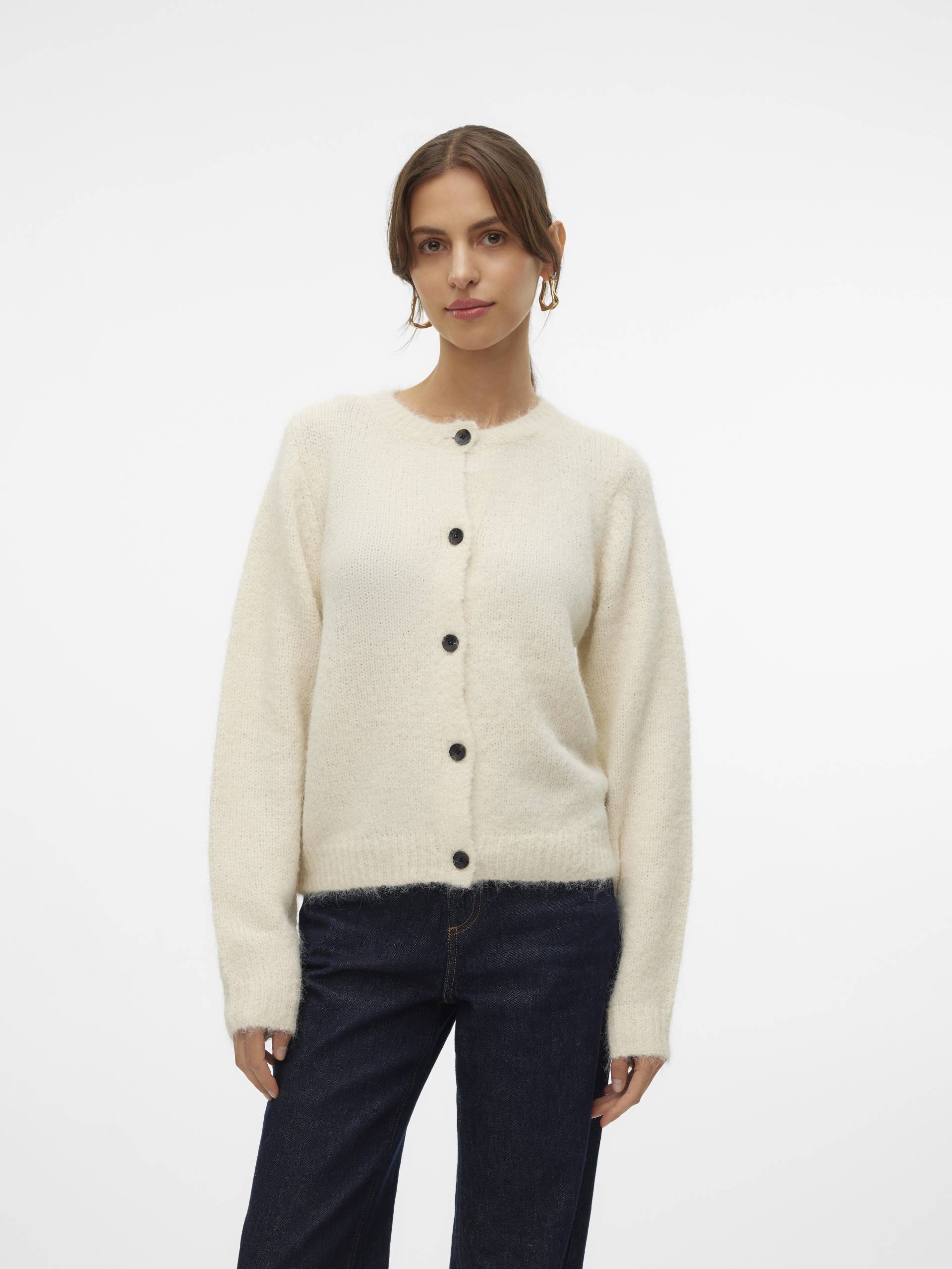 VERO MODA - VMNOVAH LS O-NECK BUTTON CARDI GA NOOS birch - Gr. - M von VERO MODA