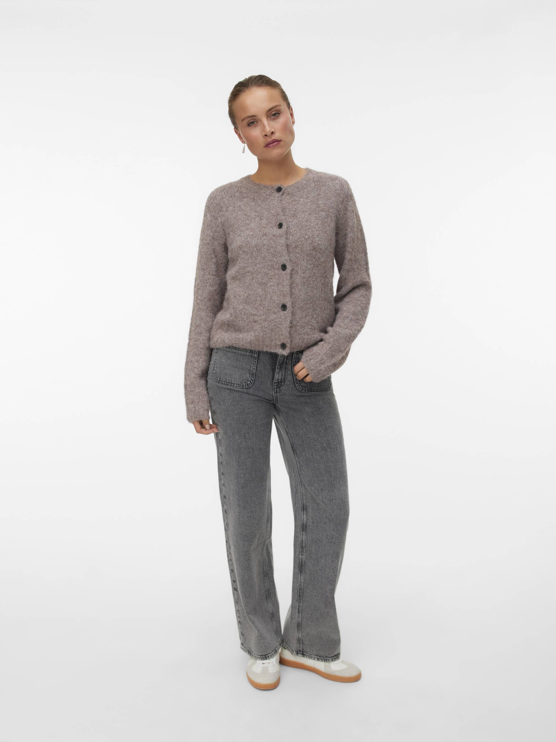 VERO MODA - VMNOVAH LS O-NECK BUTTON CARDI GA NOOS brown lentil - Gr. - S von VERO MODA