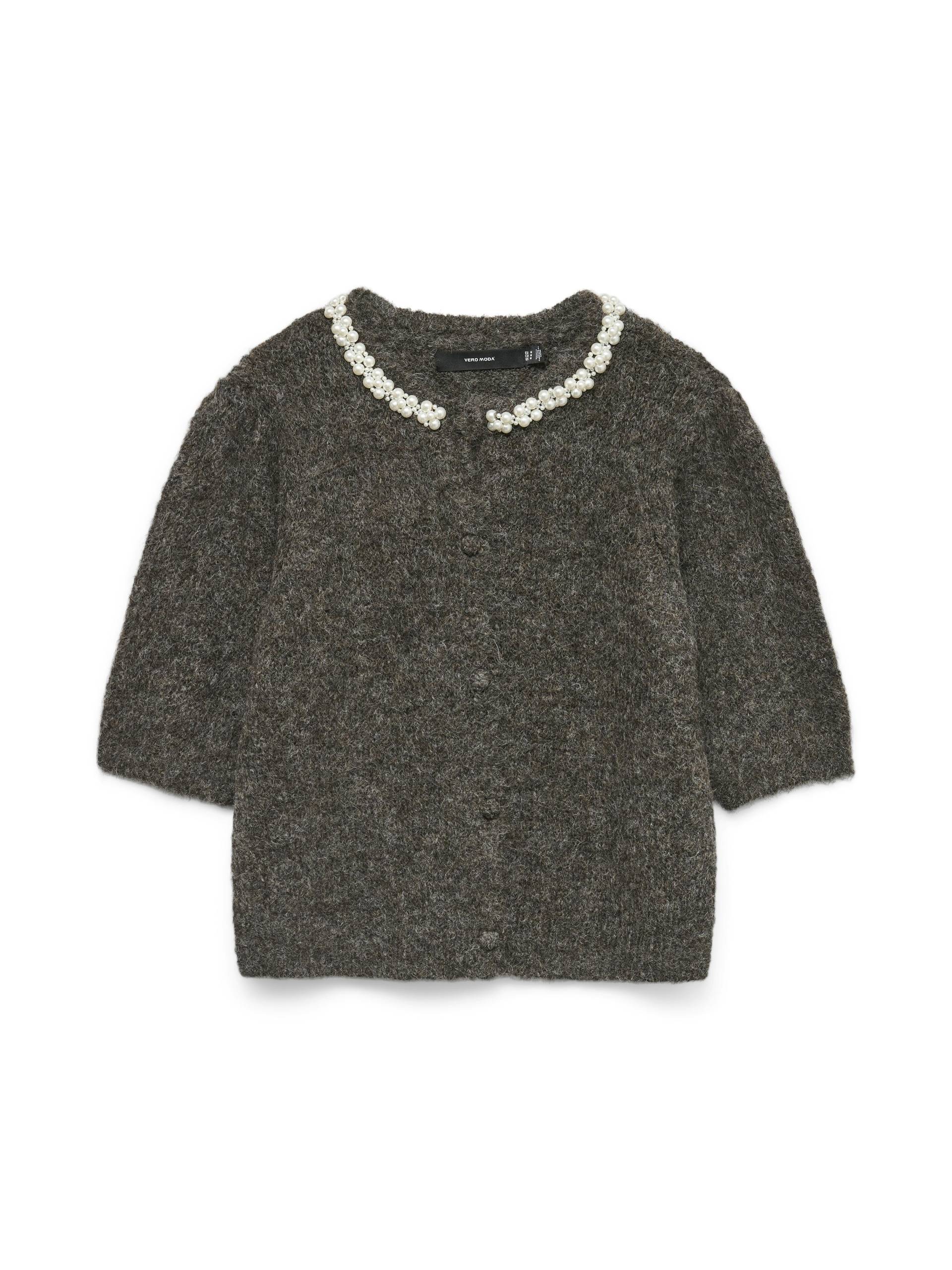 VERO MODA - VMOCEAN 2/4 O-NECK JEWELLERY CARDIGAN chocolate torte - Gr. - M von VERO MODA