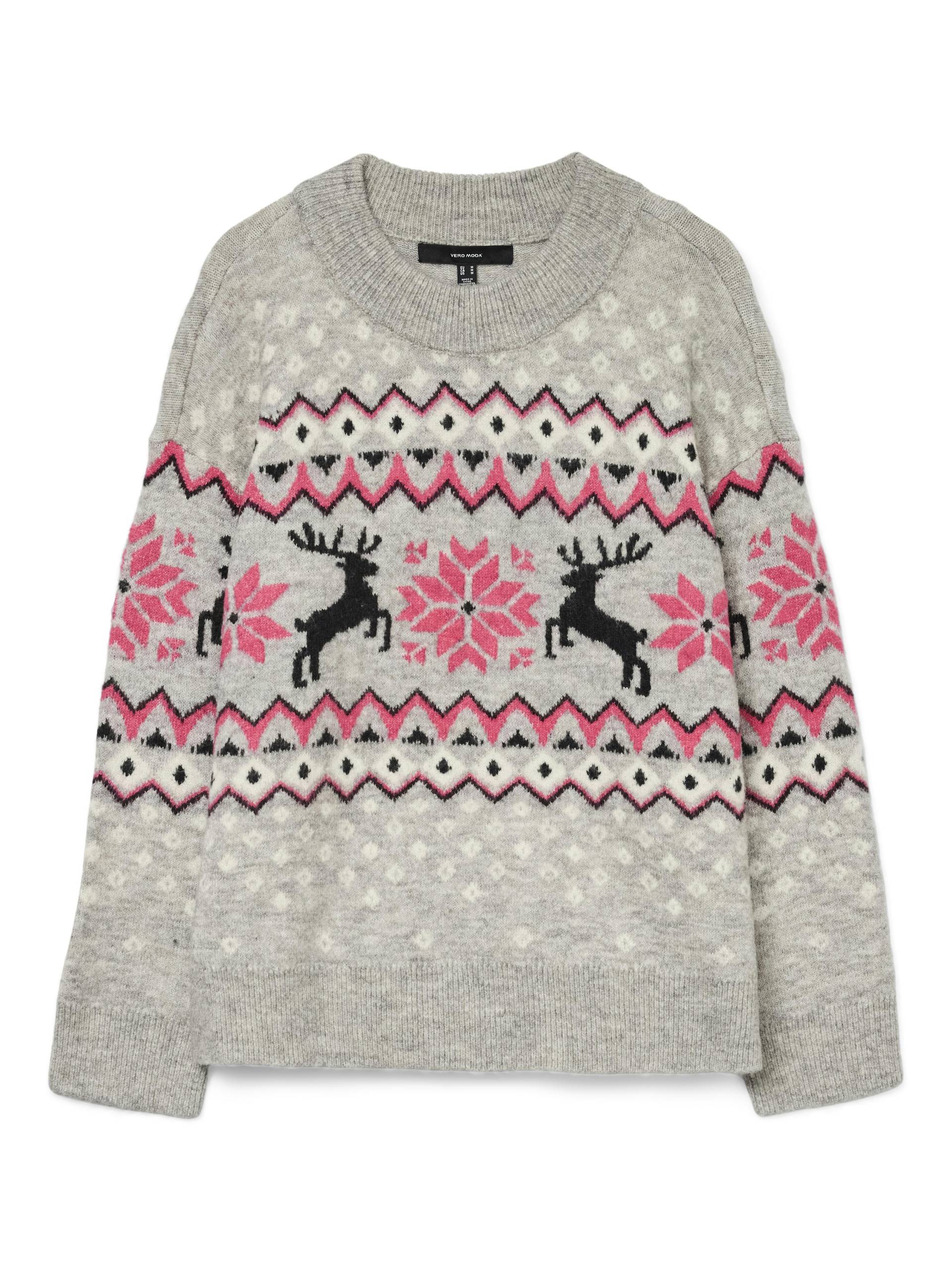 VERO MODA - VMSANTANORDIC LS O-NECK PULLOVER XMAS light grey melange - Gr. - XL von VERO MODA