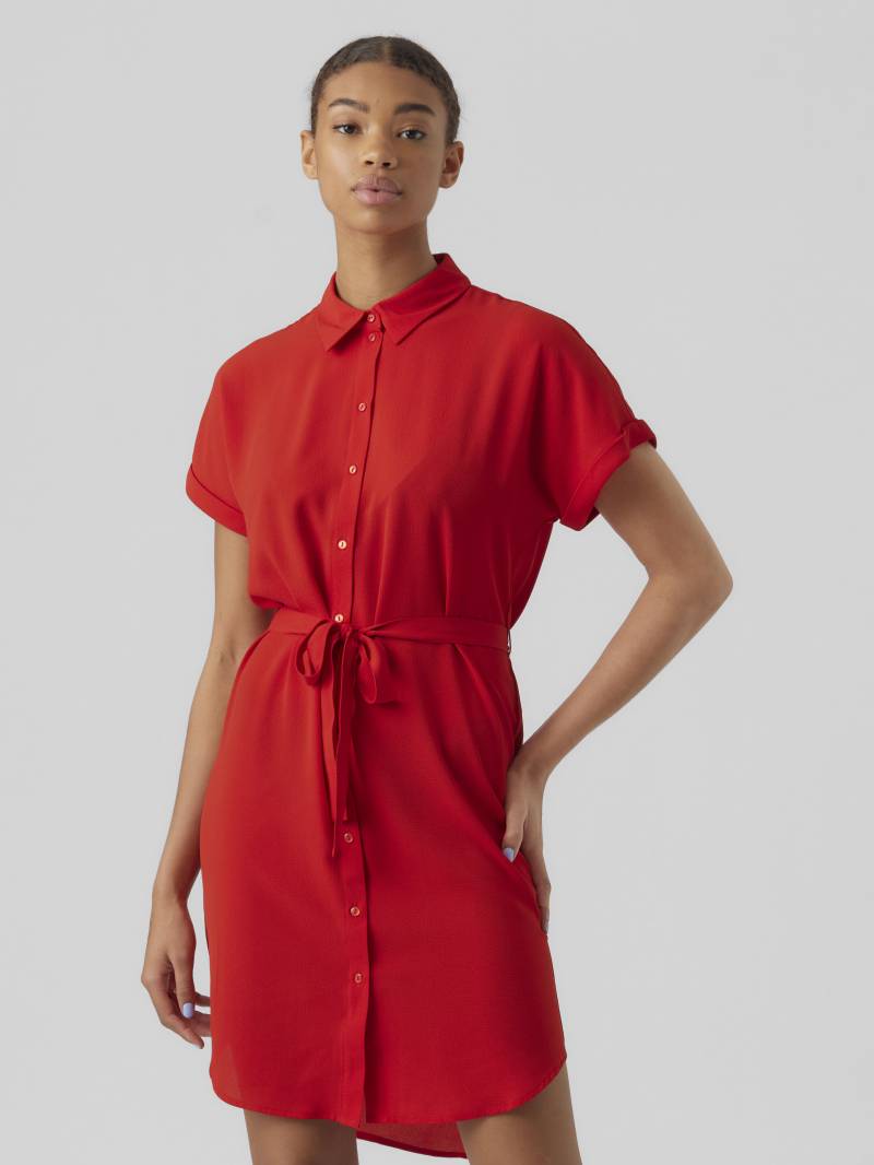 VERO MODA - VMSASHA SHIRT SS DRESS GA WVN EXC chinese red - Gr. - XS von VERO MODA