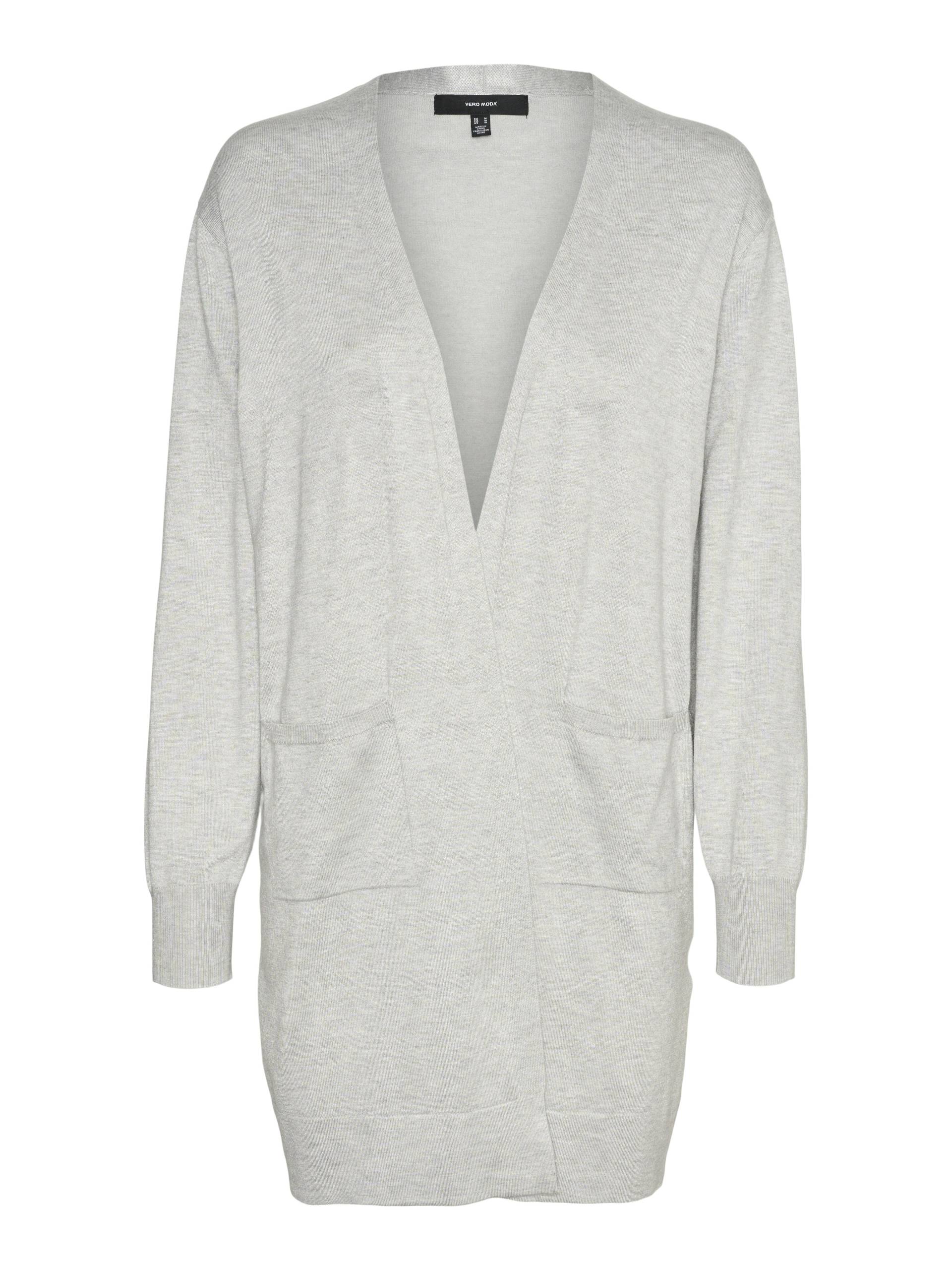 VERO MODA - VMSILJE LS OPEN CARDIGAN GA NOOS light grey melange - Gr. - S von VERO MODA