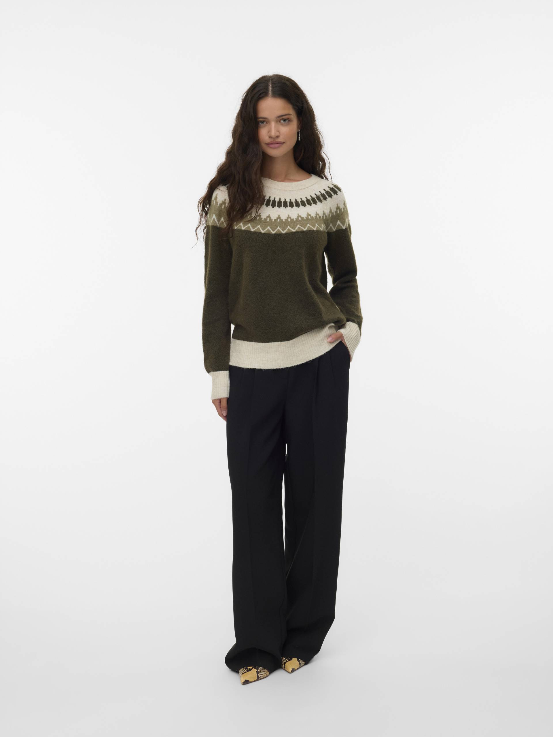 VERO MODA - VMSIMONE LS NORDIC PULLOVER GA REP BOO grape leaf - Gr. - M von VERO MODA