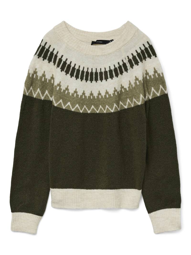 VERO MODA - VMSIMONE LS NORDIC PULLOVER GA REP BOO grape leaf - Gr. - XS von VERO MODA