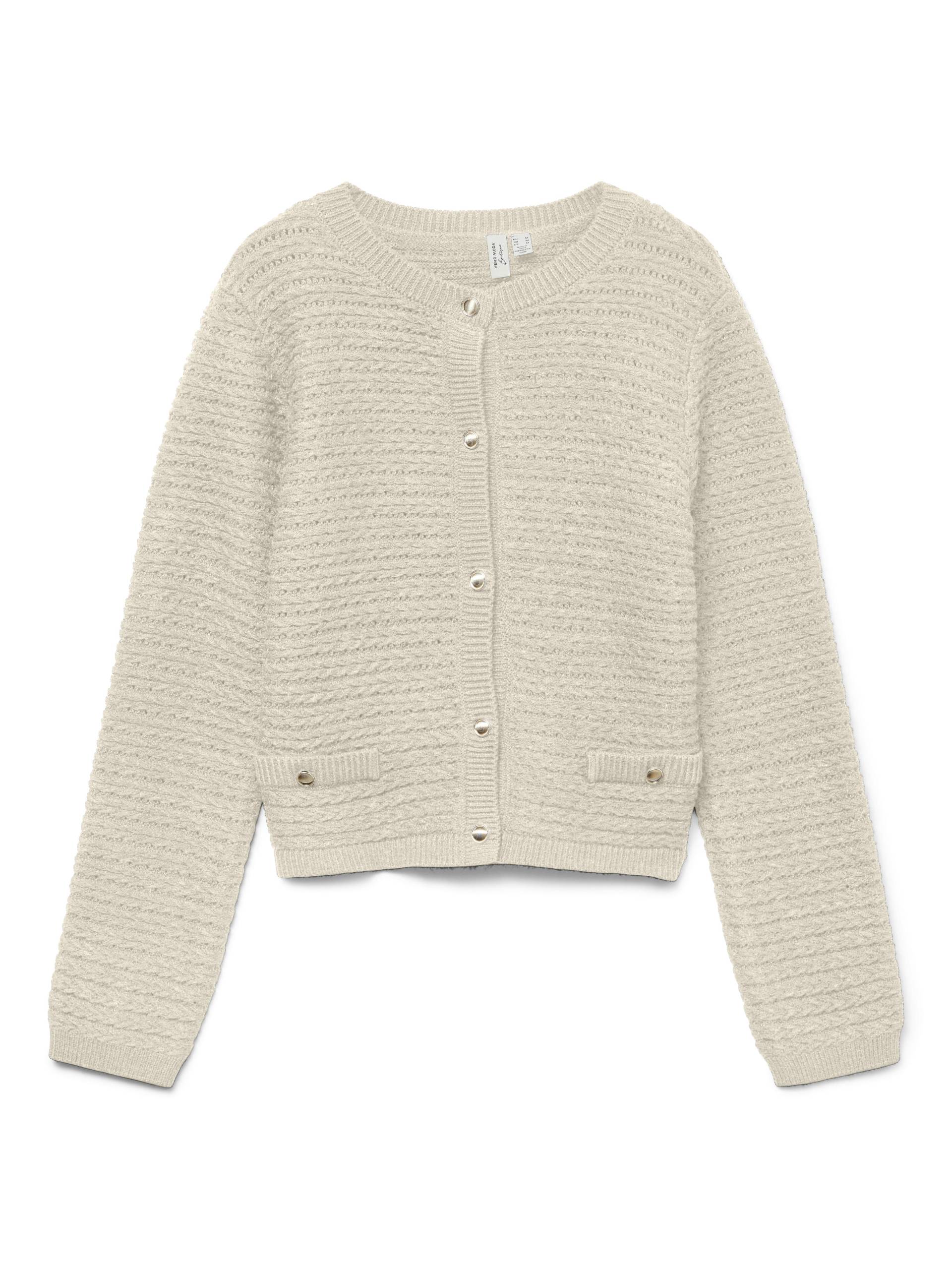VERO MODA - VMSOLEIL LS O-NECK CARDIGAN BTQ birch - Gr. - L von VERO MODA