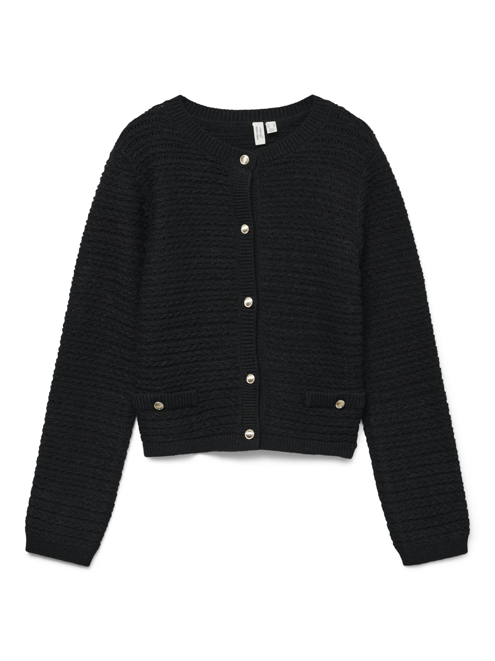 VERO MODA - VMSOLEIL LS O-NECK CARDIGAN BTQ black - Gr. - S von VERO MODA