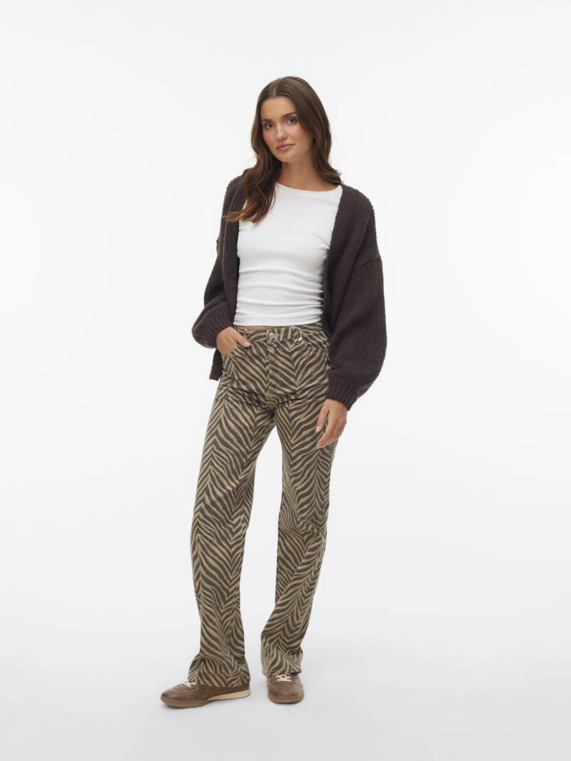 VERO MODA - VMTESSA HR WIDE STRETCH AOP JEANS NOOS silver mink - Gr. - 32/32 von VERO MODA