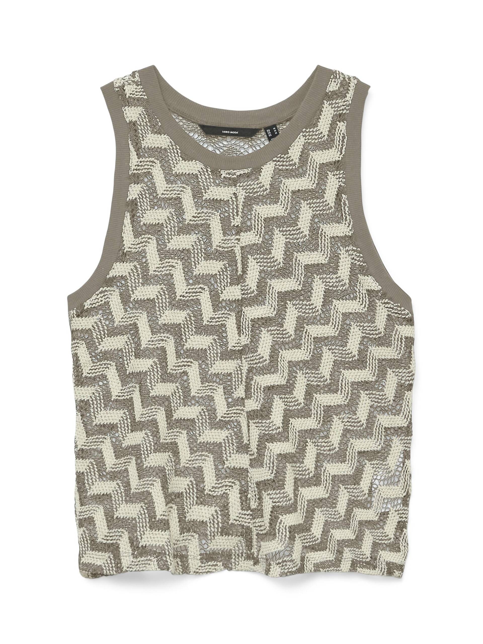 VERO MODA - VMTIKKA SL CROCHET TOP JRS GA silver mink - Gr. - M von VERO MODA