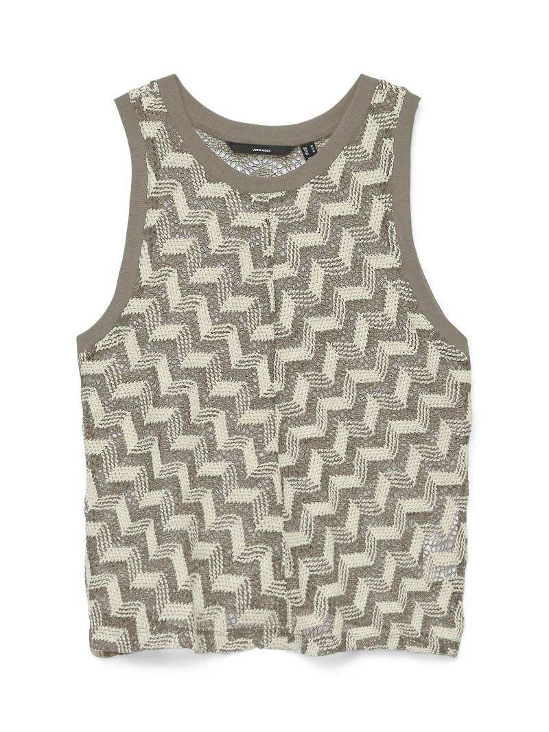 VERO MODA - VMTIKKA SL CROCHET TOP JRS GA silver mink - Gr. - M von VERO MODA