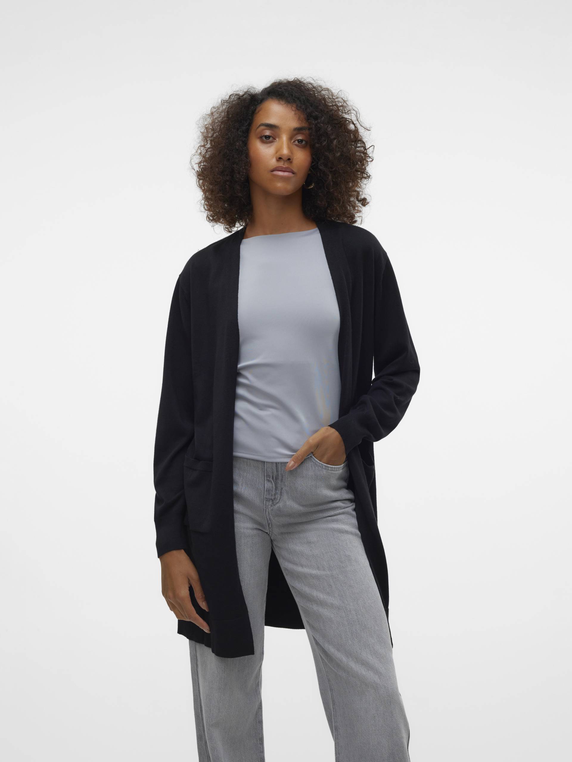 VERO MODA - VMSILJE LS OPEN CARDIGAN GA NOOS black - Gr. - XL von VERO MODA