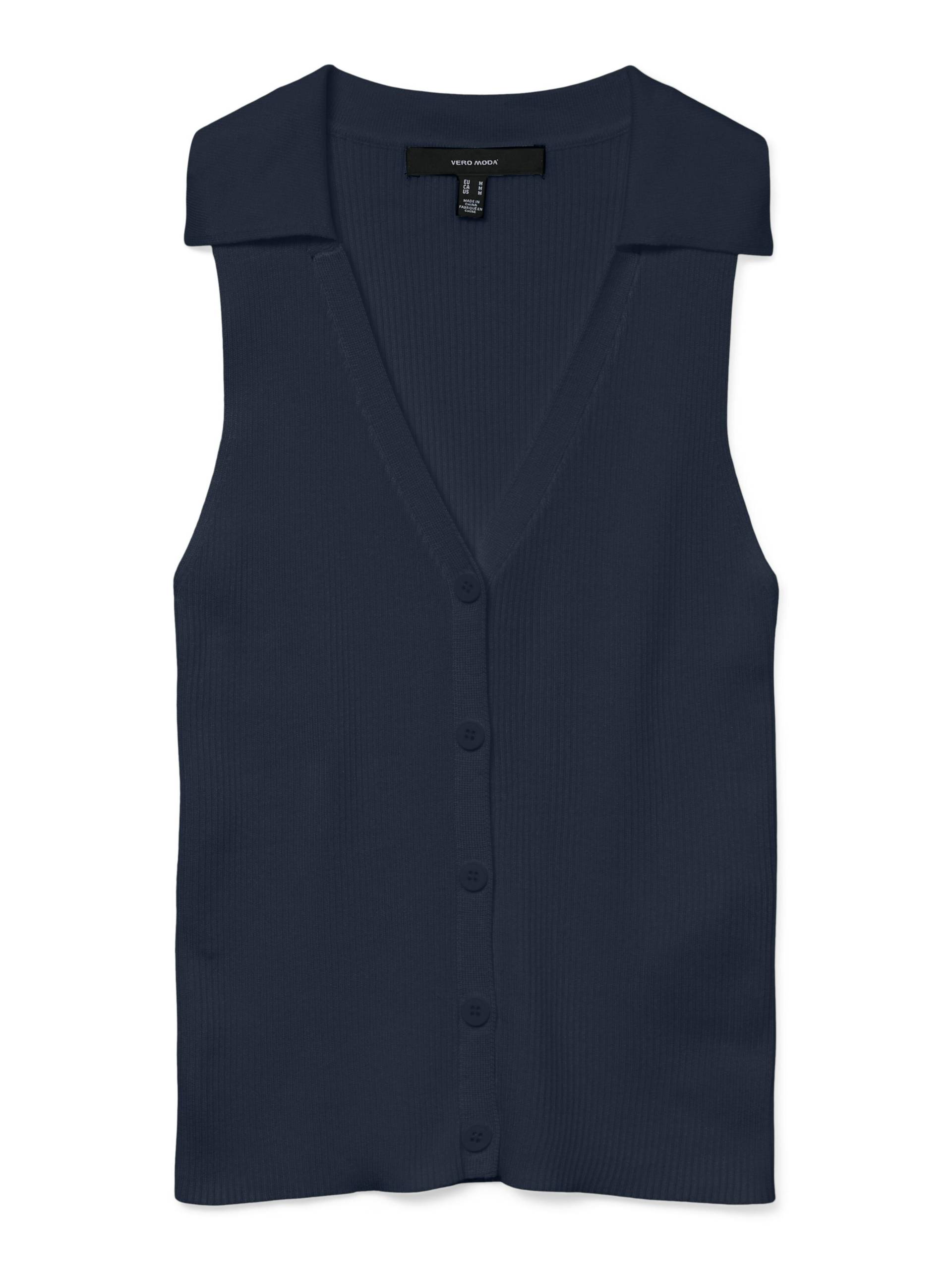 VERO MODA - VMWILLOW SL V-NECK POLO TOP navy blazer - Gr. - L von VERO MODA