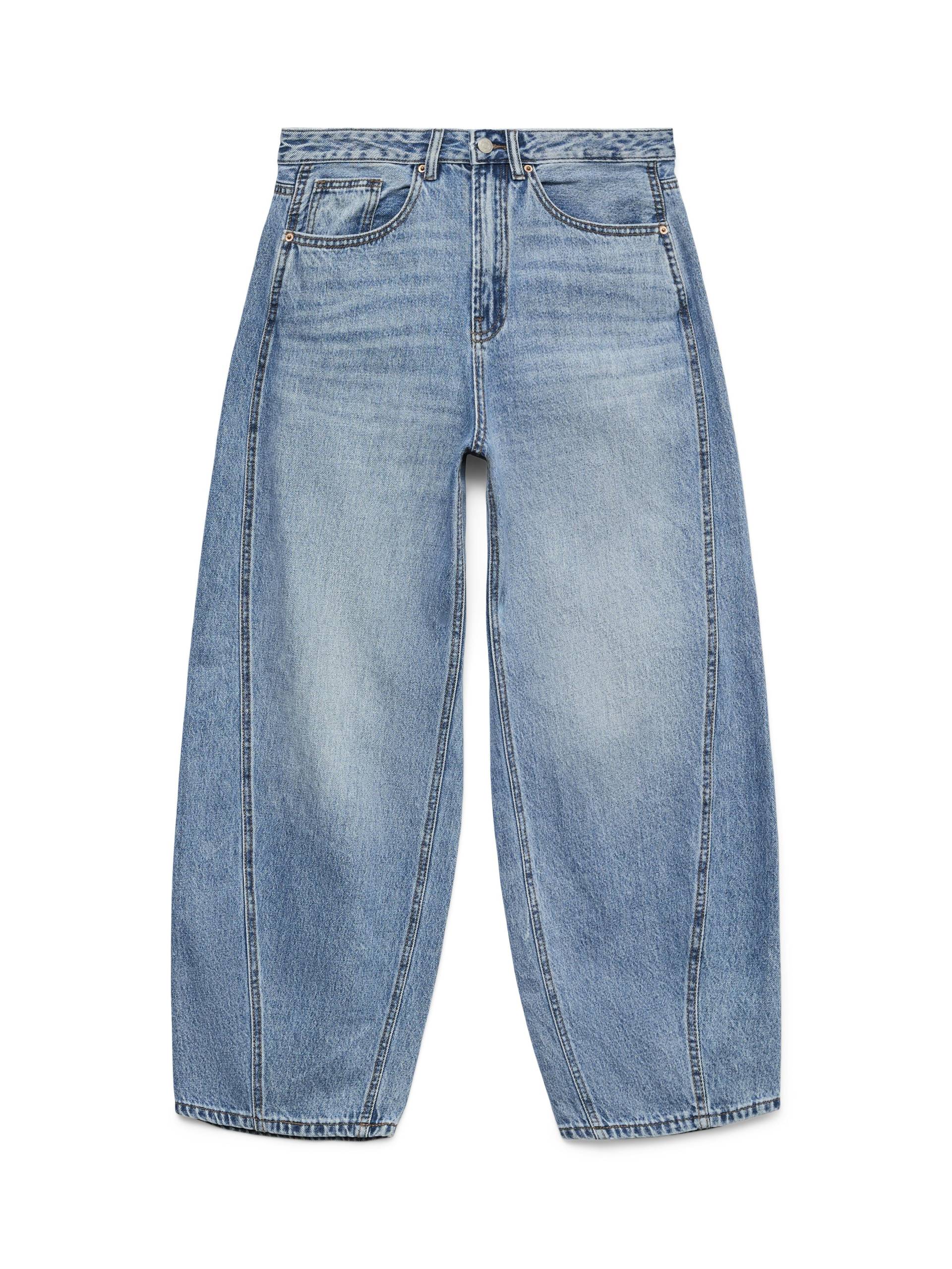 VERO MODA - VMZELDA HR BARREL DENIM JEANS MIX medium blue denim - Gr. - 27/32 von VERO MODA