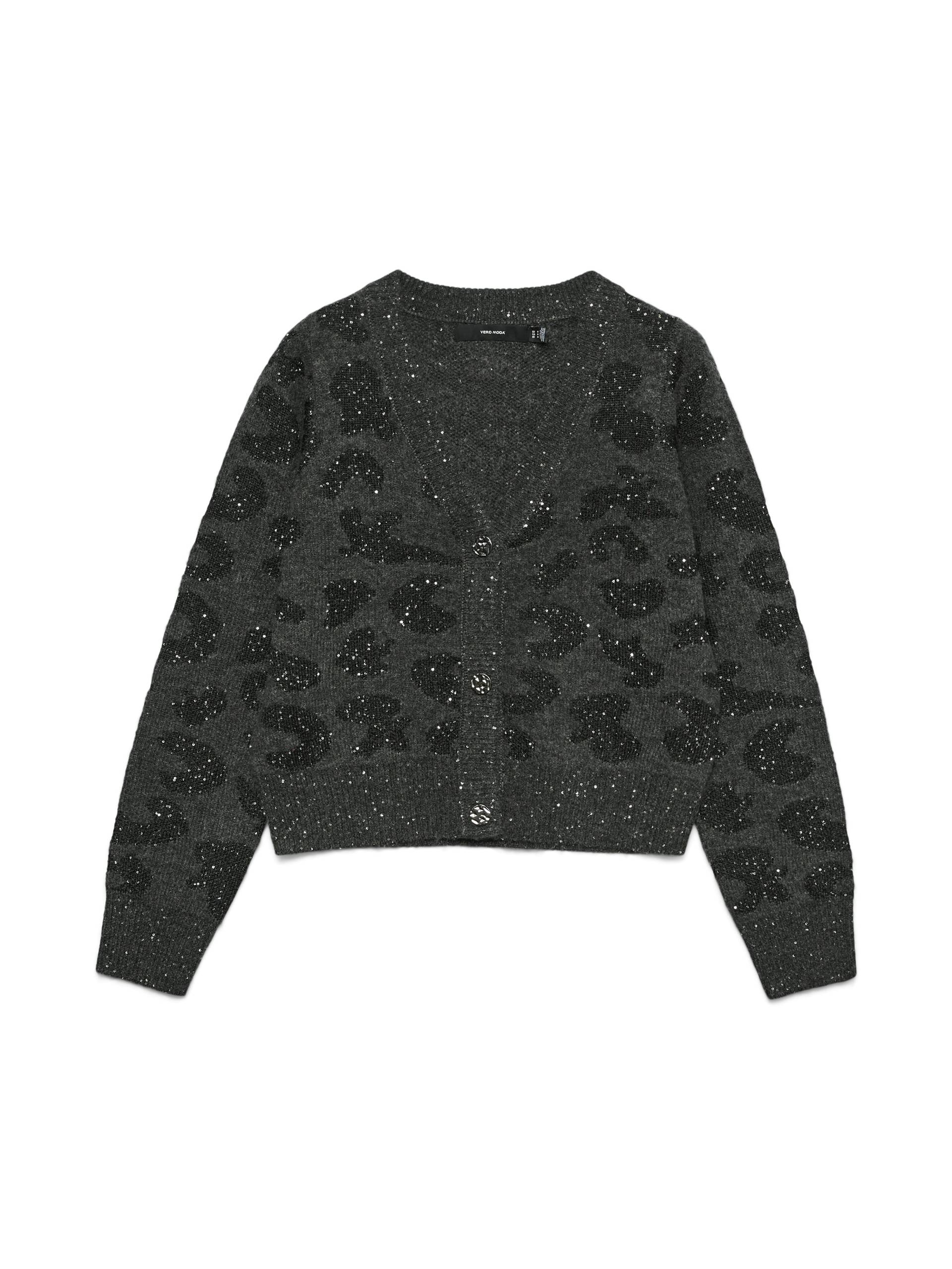 VERO MODA - VMZUZU LS V-NECK CARDIGAN dark grey melange - Gr. - L von VERO MODA