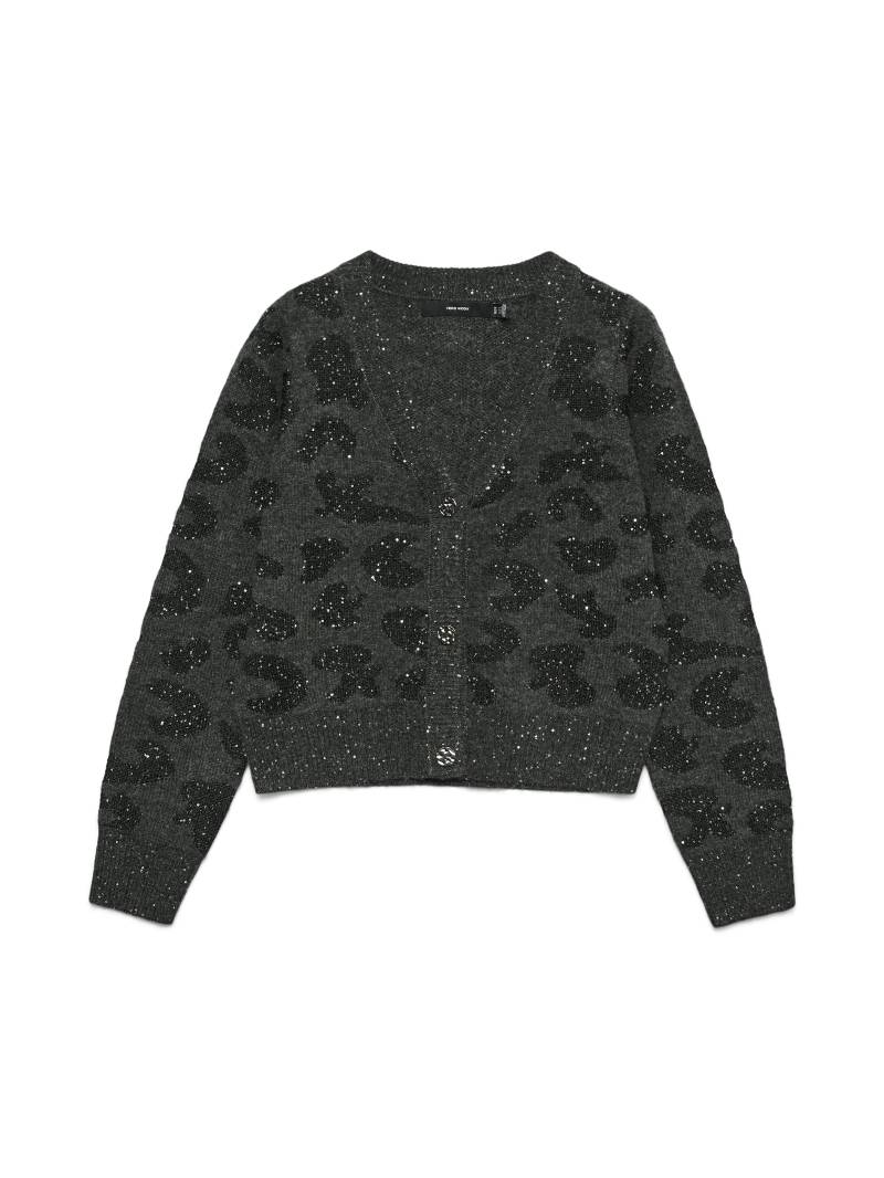 VERO MODA - VMZUZU LS V-NECK CARDIGAN dark grey melange - Gr. - L von VERO MODA