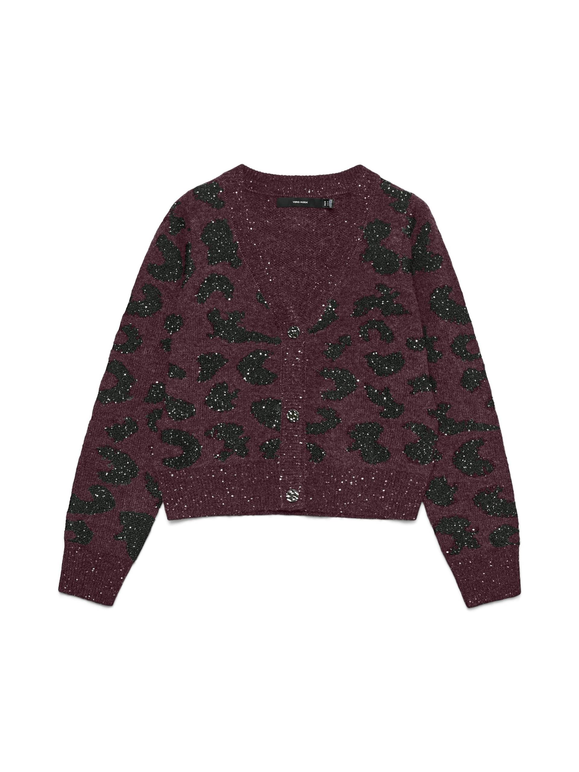 VERO MODA - VMZUZU LS V-NECK CARDIGAN winetasting - Gr. - S von VERO MODA