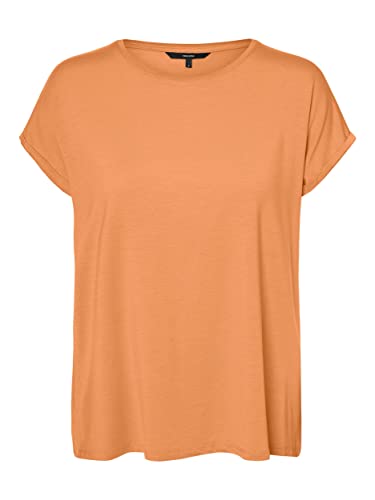 VERO MODA Damen Einfarbiges Stretch T-Shirt Basic Rundhals Top Oberteil Tief Angesetzte Schultern VMAVA von VERO MODA