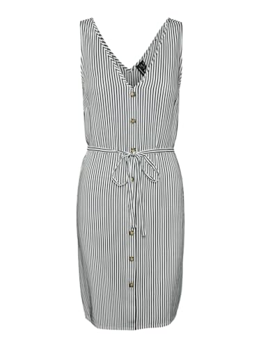 VERO MODA Damen VMBUMPY SL Short Dress WVN GA NOOS Kleid, Snow White/Stripes:India Ink, L von VERO MODA