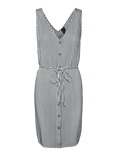 VERO MODA Damen VMBUMPY SL Short Dress WVN GA NOOS Kleid, Snow White/Stripes:India Ink, M von VERO MODA