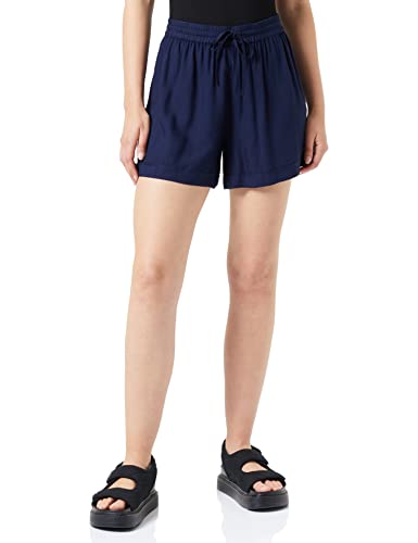 VERO MODA Women's VMBUMPY WVN NOOS Shorts, Snow White/Stripes:India Ink, XL von VERO MODA