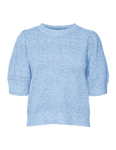 VERO MODA Damen VMDOFFY 2/4 O-Neck Pullover GA NOOS Strickpullover, Little Boy Blue/Detail:Melange, XXLW / 34L von VERO MODA