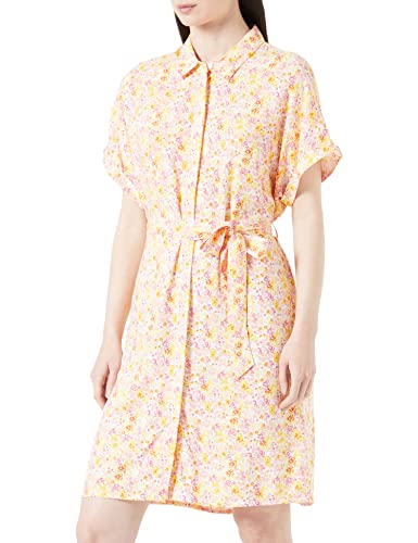 VERO MODA Women's VMEASY S/S Shirt Dress R1 WVN GA Kleid, Snow White/AOP:Cille, XS von VERO MODA