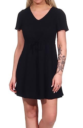 VERO MODA Damen Viskose Kleid VMEasy V-Neck Kurzarm Sommerkleid 10286751 Black M von VERO MODA